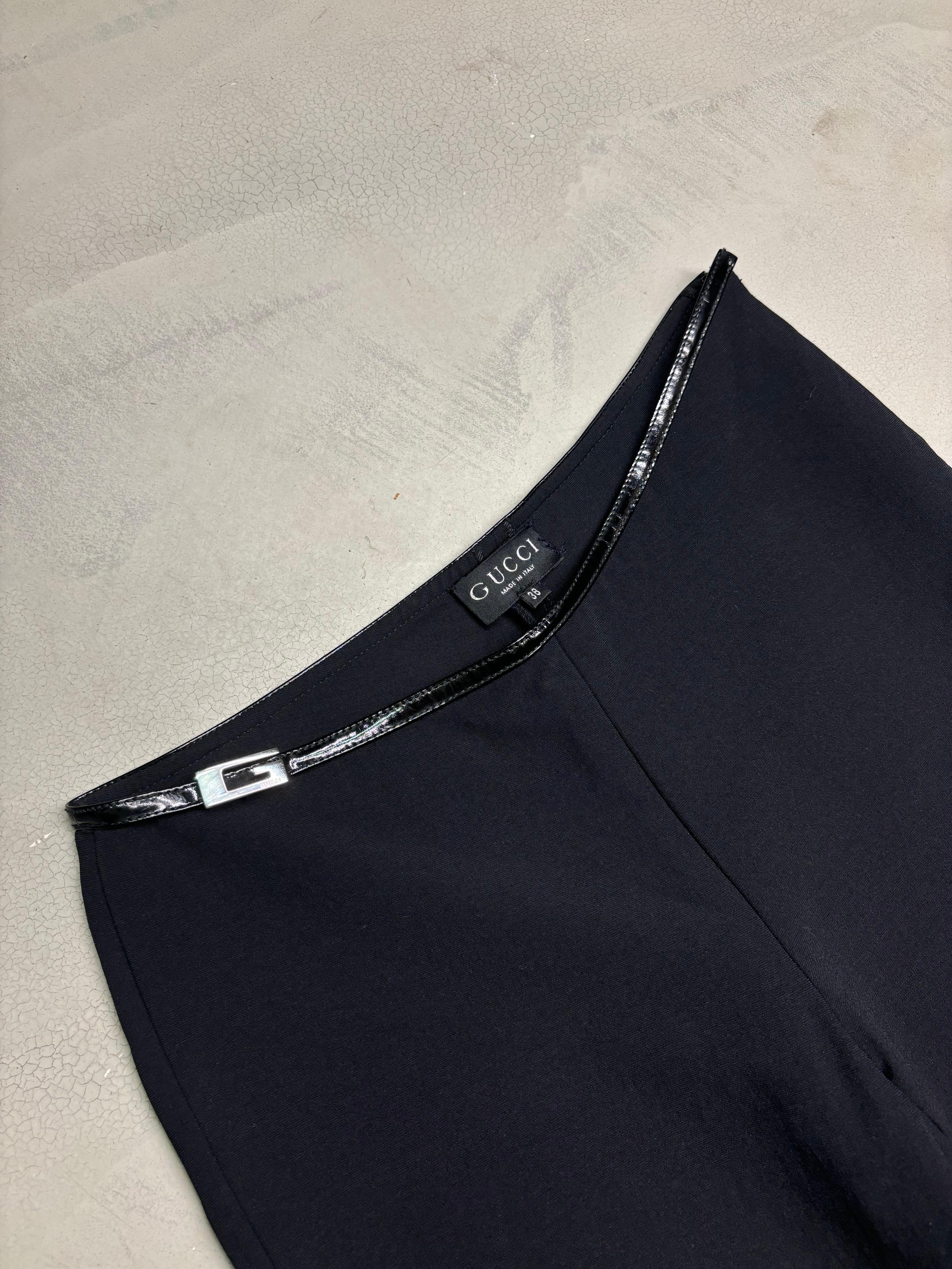 Gucci by Tom Ford F/W 1997 asymmetrical waist G buckle skinny pants For Sale 1