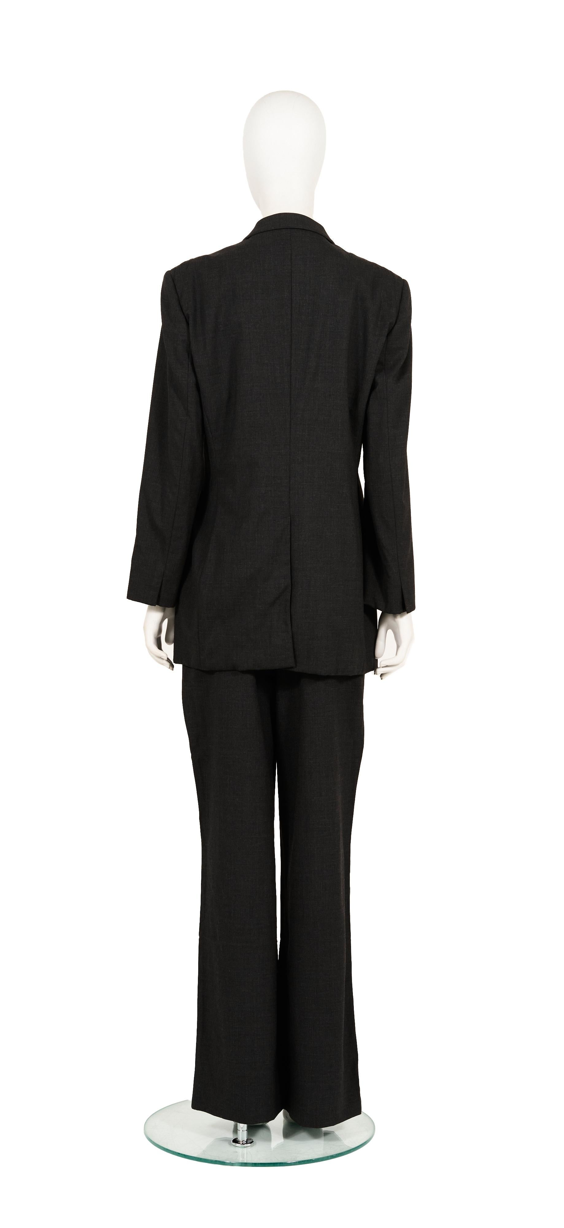 Gucci by Tom Ford F/W 1997 grey linen baggy pant suit In Excellent Condition For Sale In Rome, IT