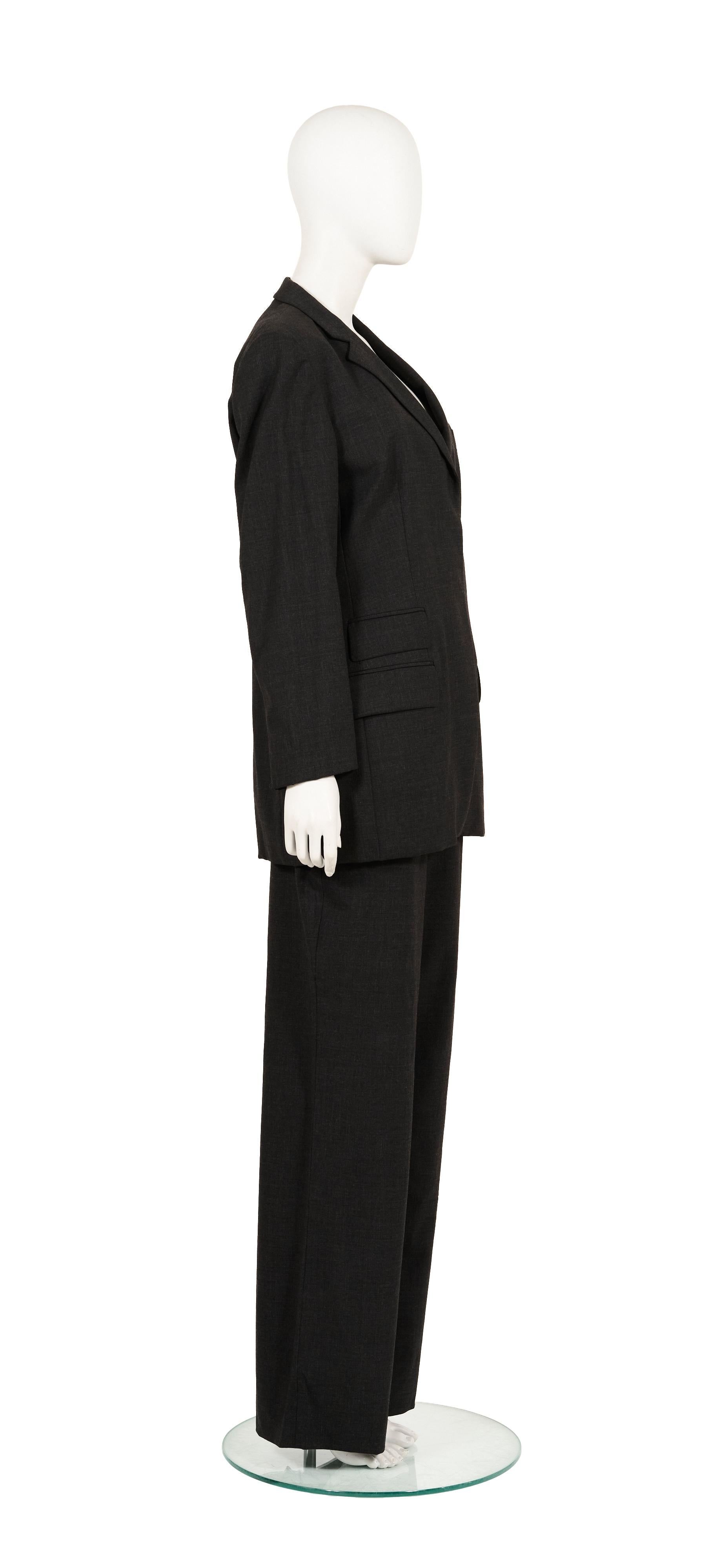 Women's Gucci by Tom Ford F/W 1997 grey linen baggy pant suit For Sale