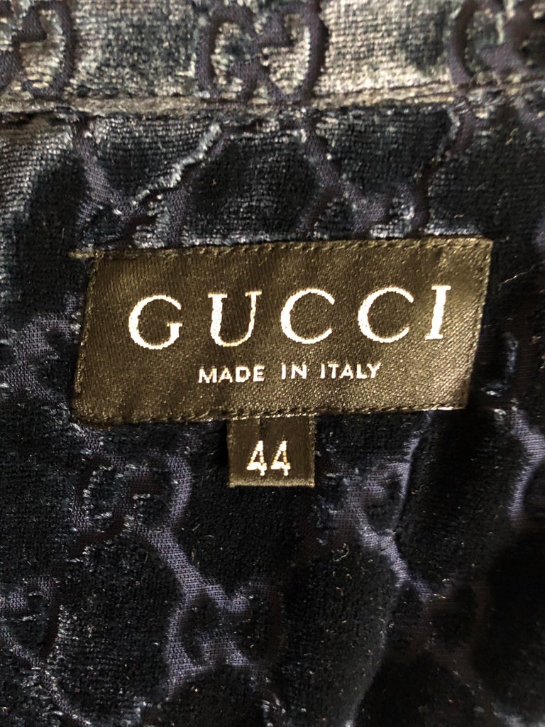 Gucci by Tom Ford F/W 1997 Runway Logo Monogram Velvet Sheer Blouse ...