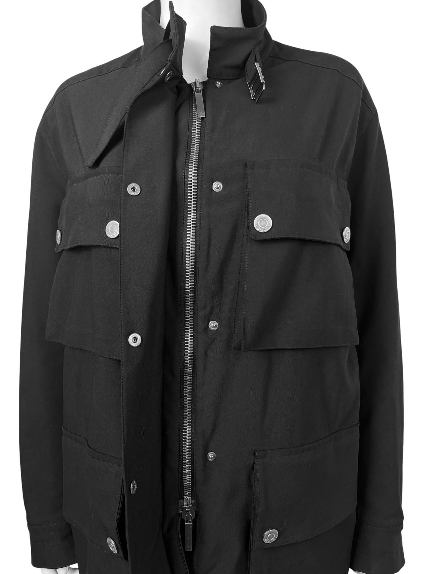 Gucci  by Tom Ford F/W 1998 Multipocket Oversized Black Jacket in vendita 3