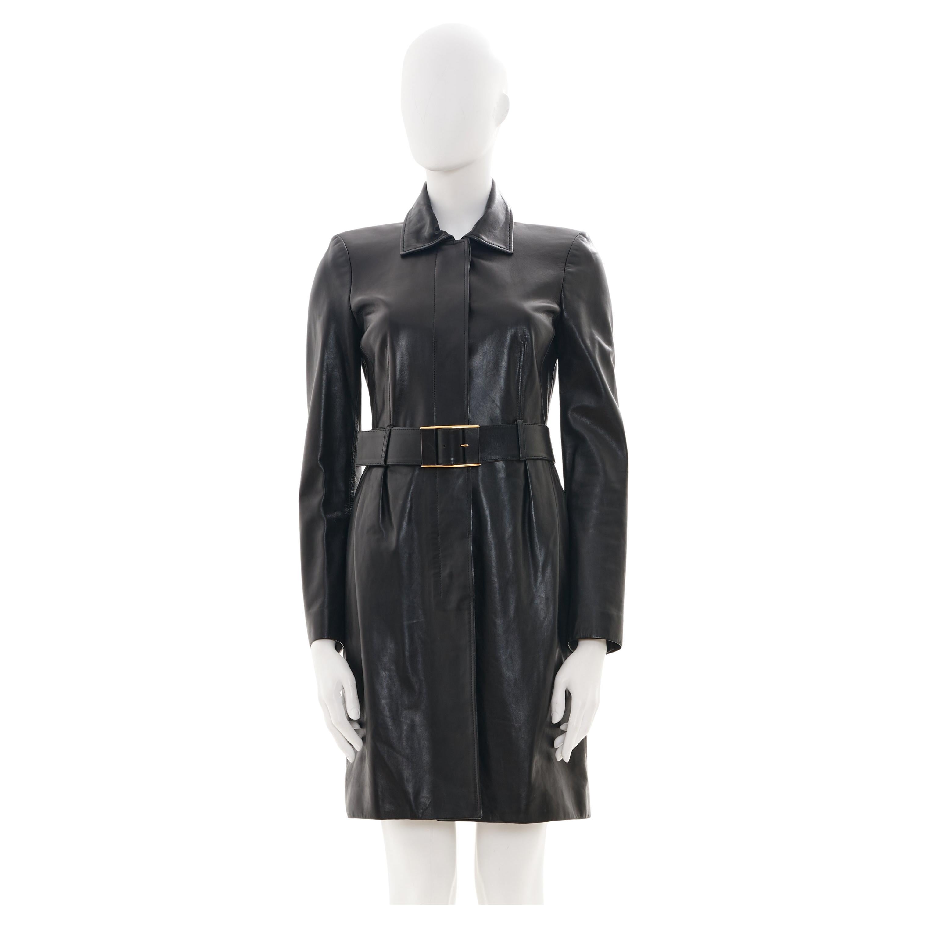 Gucci by Tom Ford F/W 1999 Black Leather Trench with Belt