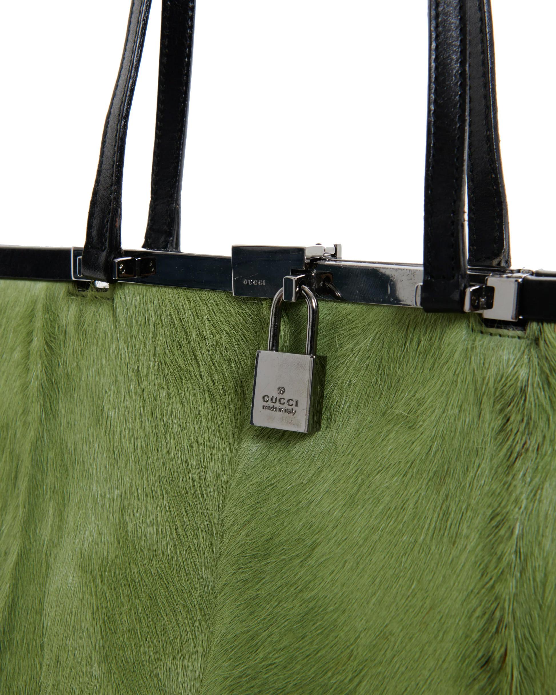Women's or Men's Gucci by Tom Ford F/W 1999 Green pony hair shoulder bag