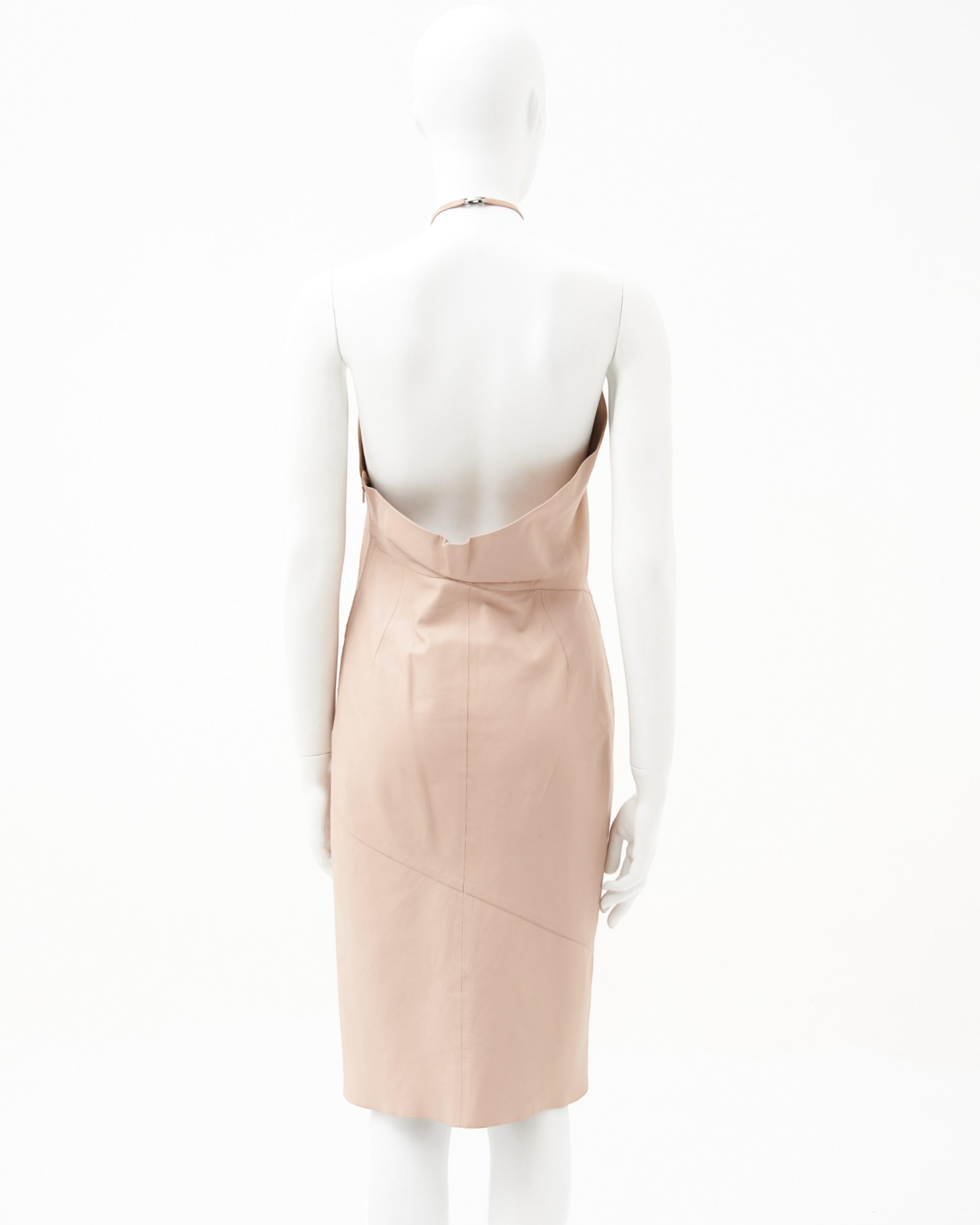 Gucci by Tom Ford F/W 1999 Halter neck leather mini dress In condizioni ottime in vendita a Milano, IT