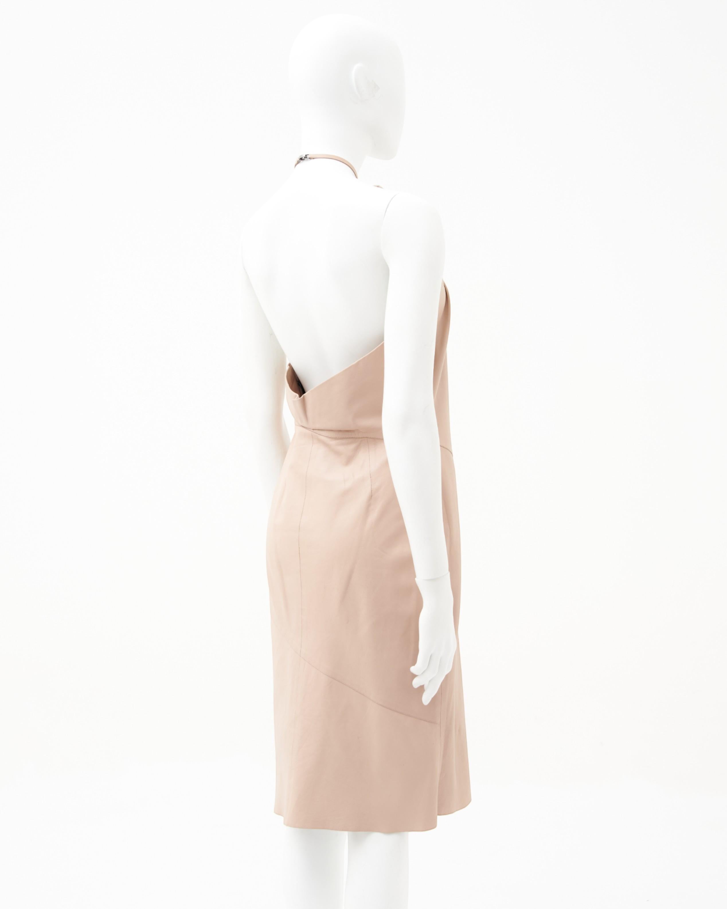 Donna Gucci by Tom Ford F/W 1999 Halter neck leather mini dress in vendita