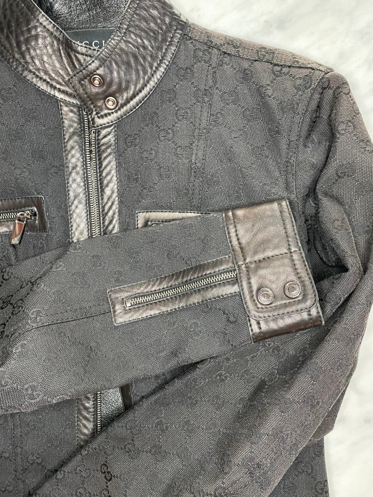 Gucci by Tom Ford Leather Monogram Moto Jacket, 2002 at 1stDibs