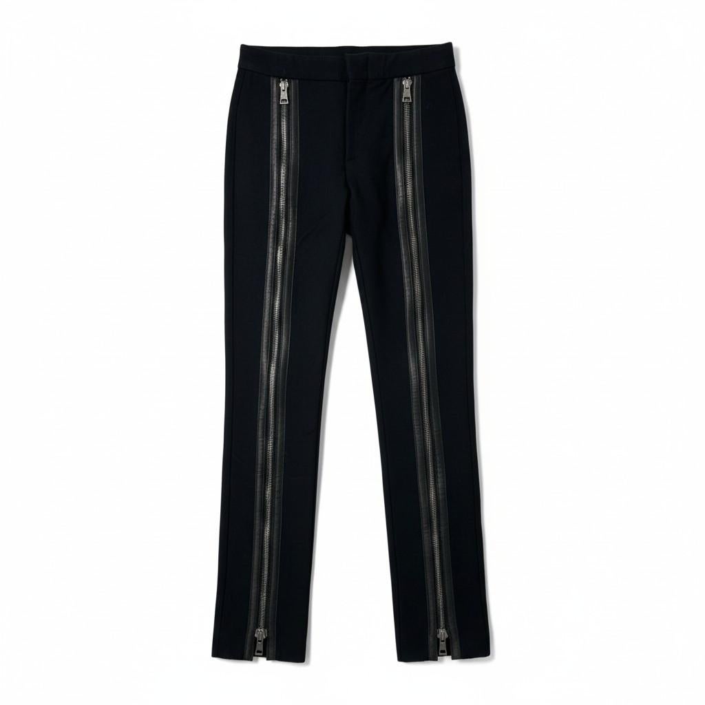 Gucci by Tom Ford F/W 2001 Black Wool Leather Patched Zipped Pants