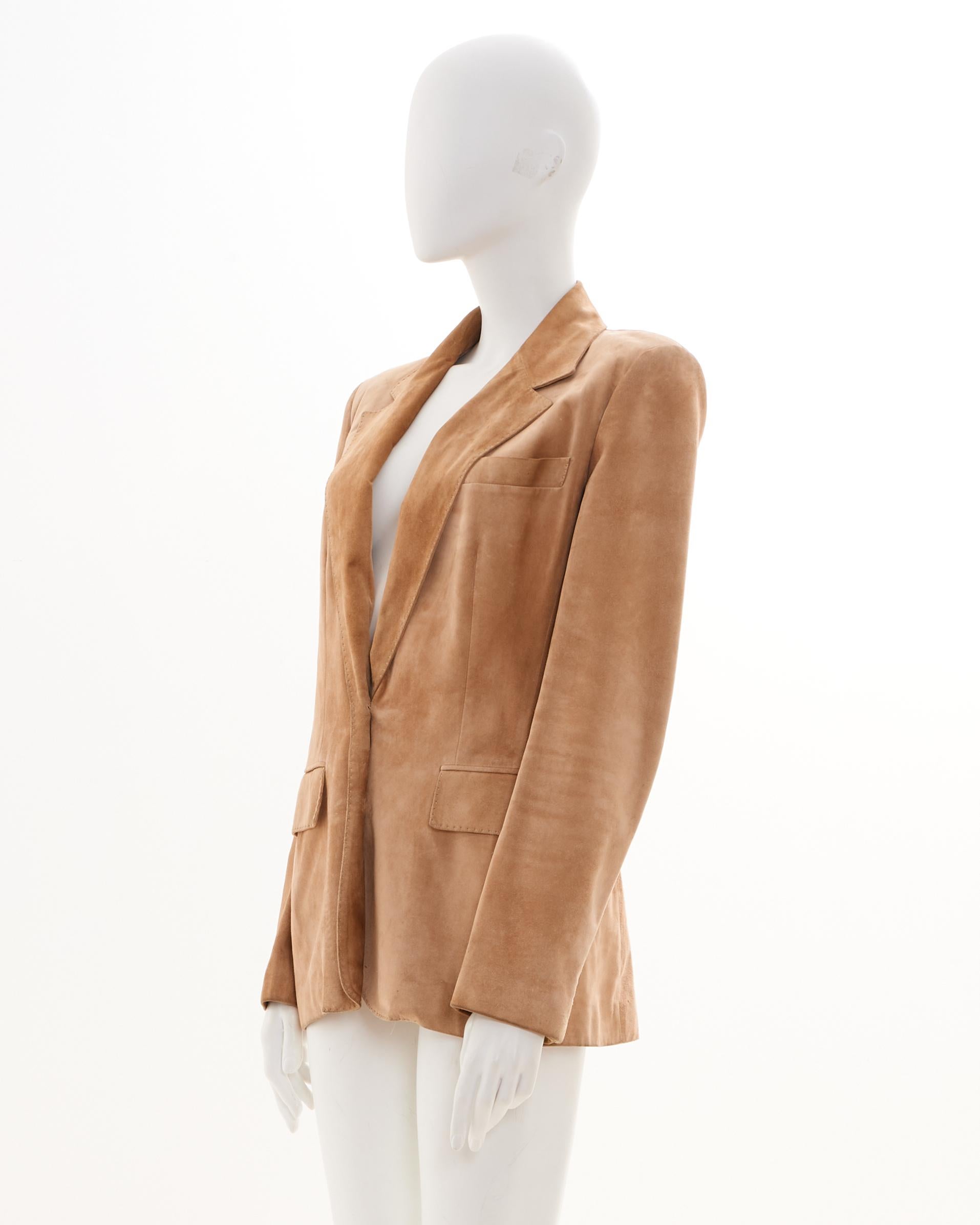 Brown Gucci by Tom Ford F/W 2001 Suede Beige Jacket in vendita