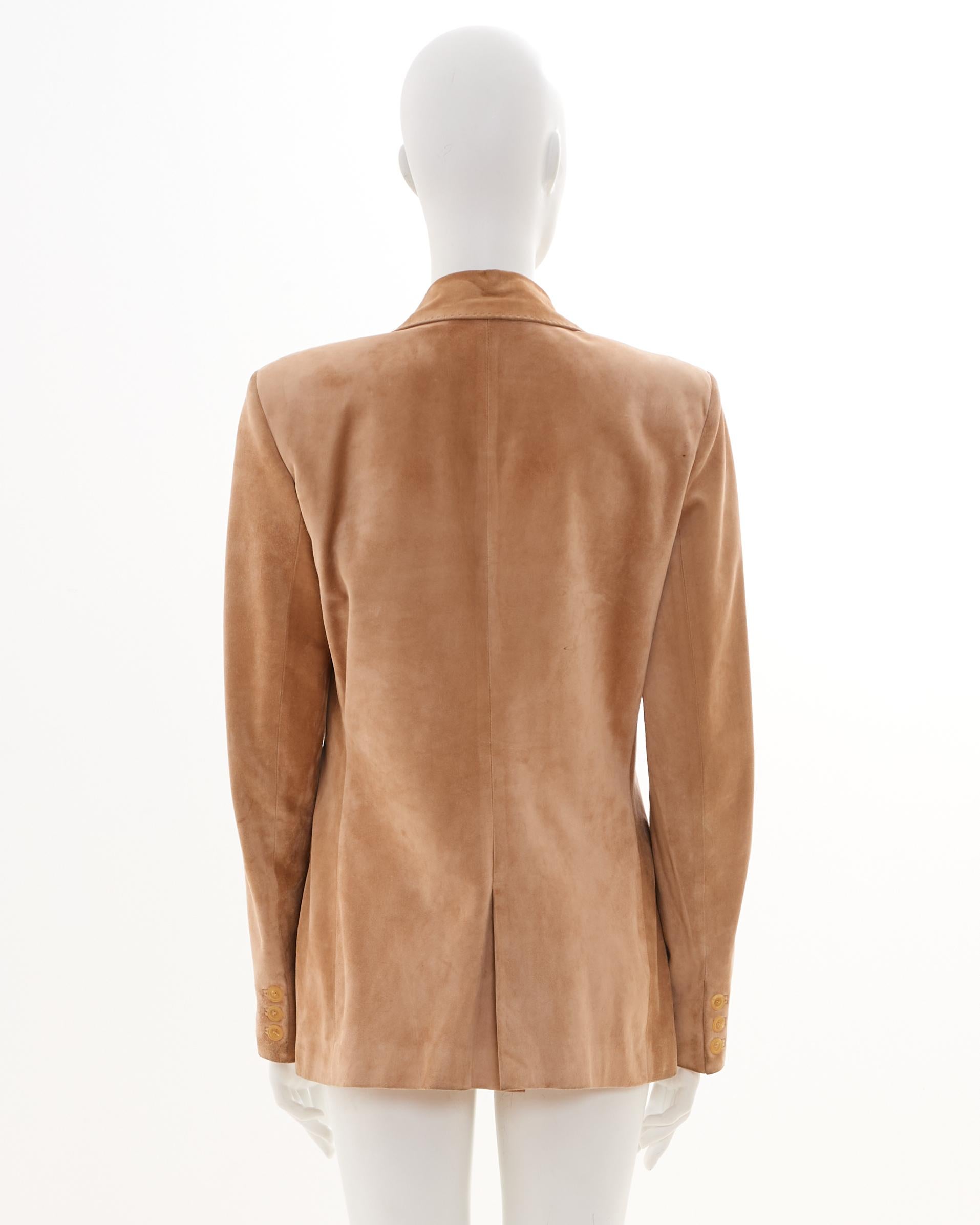 Gucci by Tom Ford F/W 2001 Suede Beige Jacket In condizioni ottime in vendita a Milano, IT