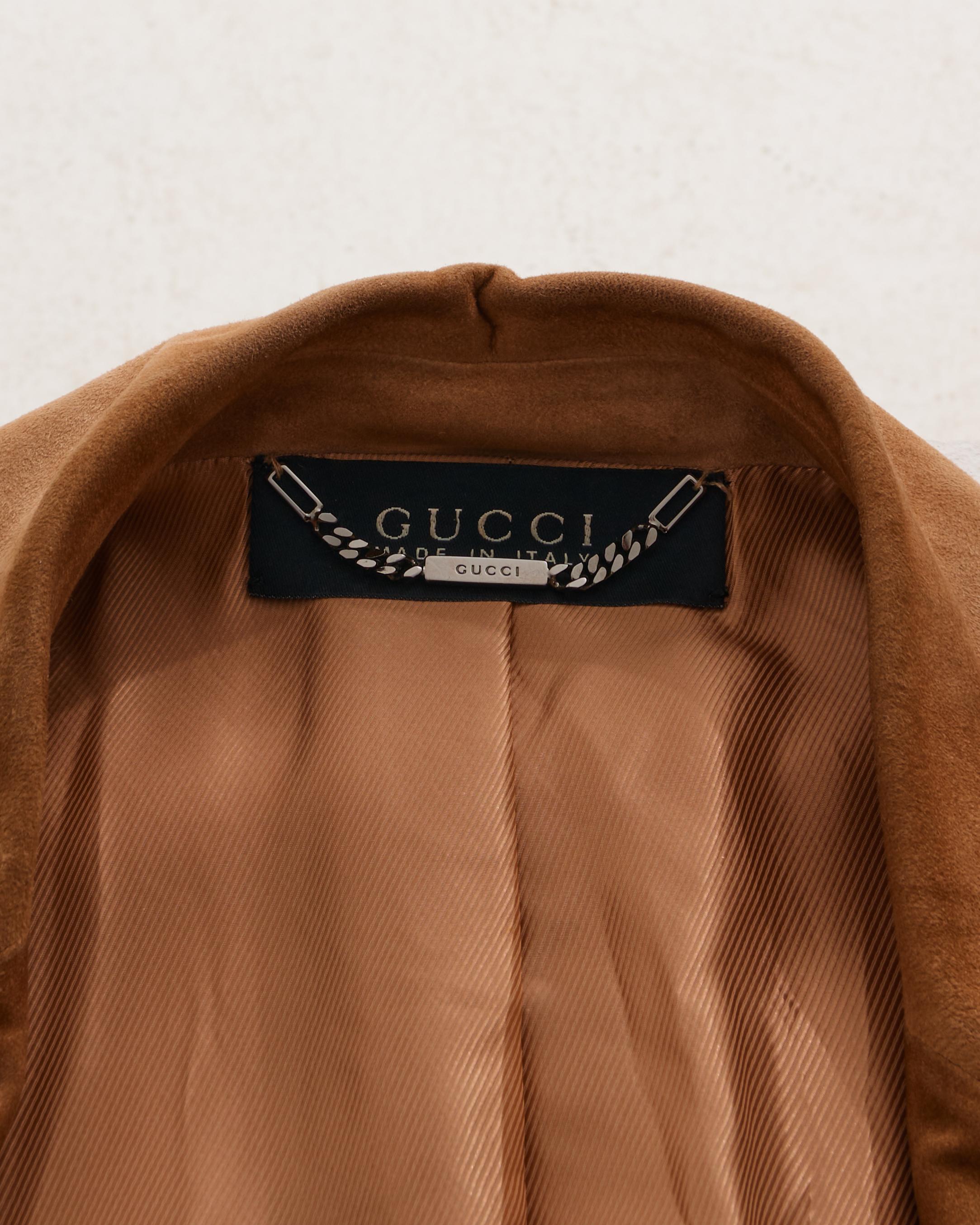 Gucci by Tom Ford F/W 2001 Suede Beige Jacket in vendita 4