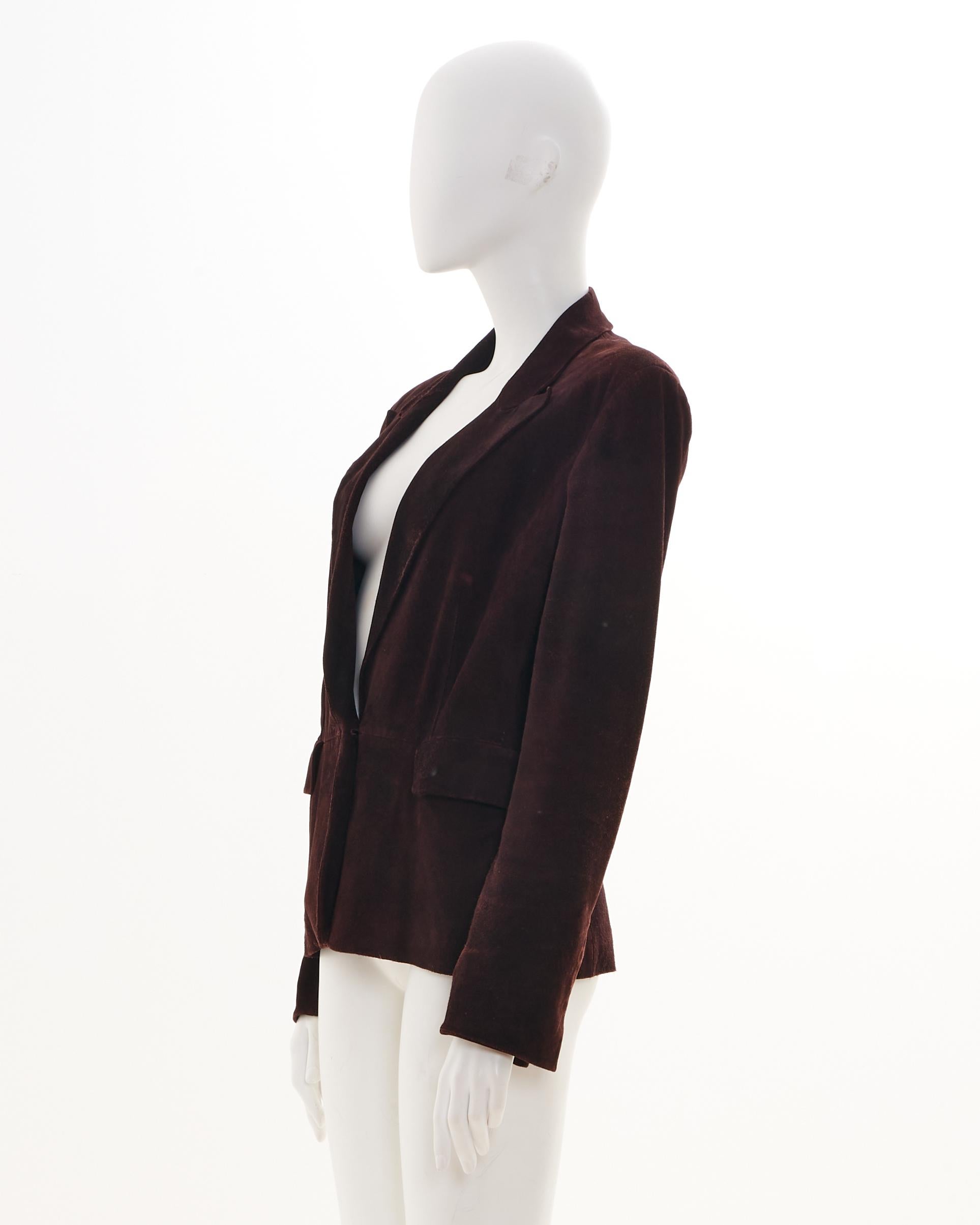 Black Gucci by Tom Ford F/W 2001 Veste en daim chocolatée en vente