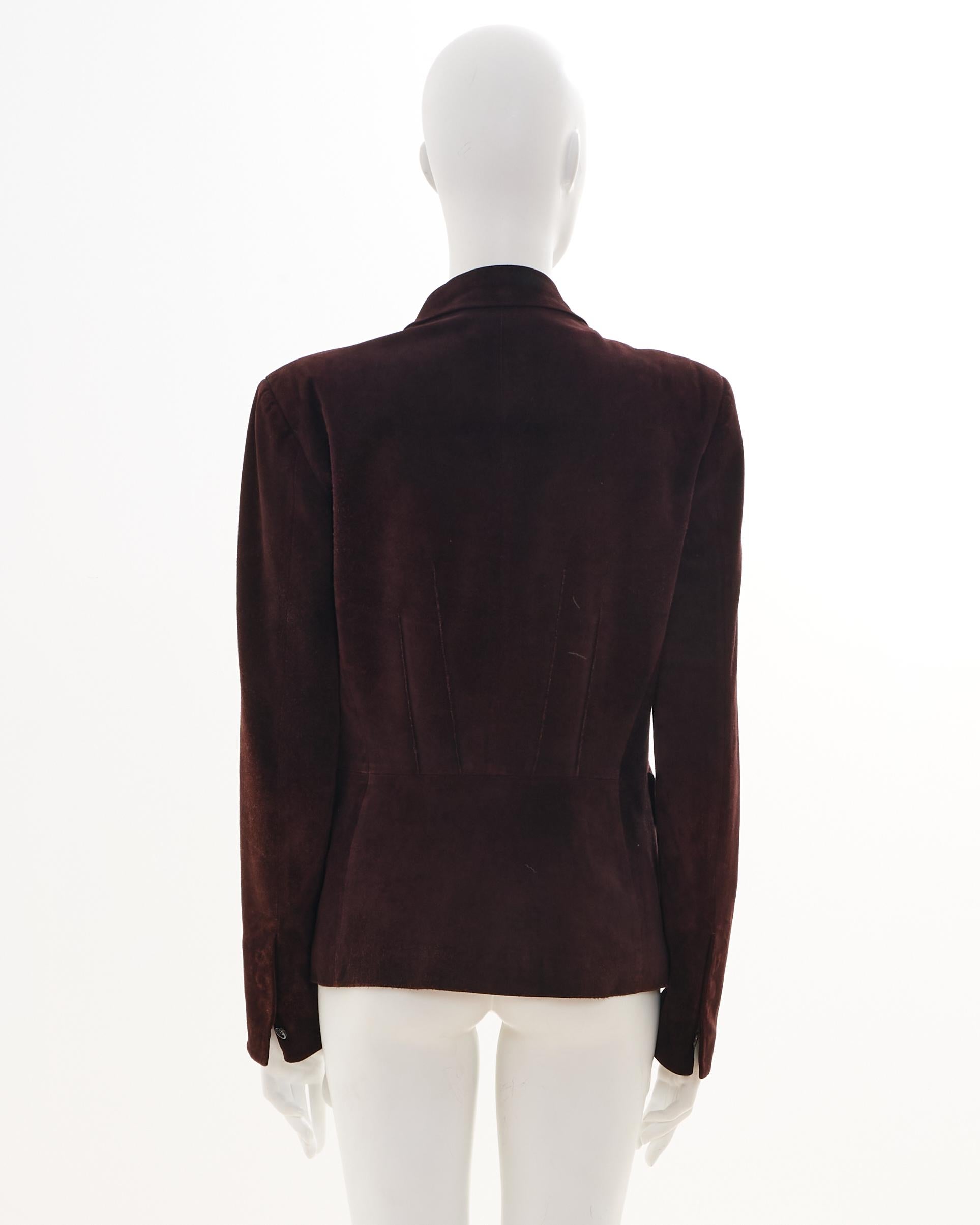 Gucci by Tom Ford F/W 2001 Veste en daim chocolatée Excellent état - En vente à Milano, IT