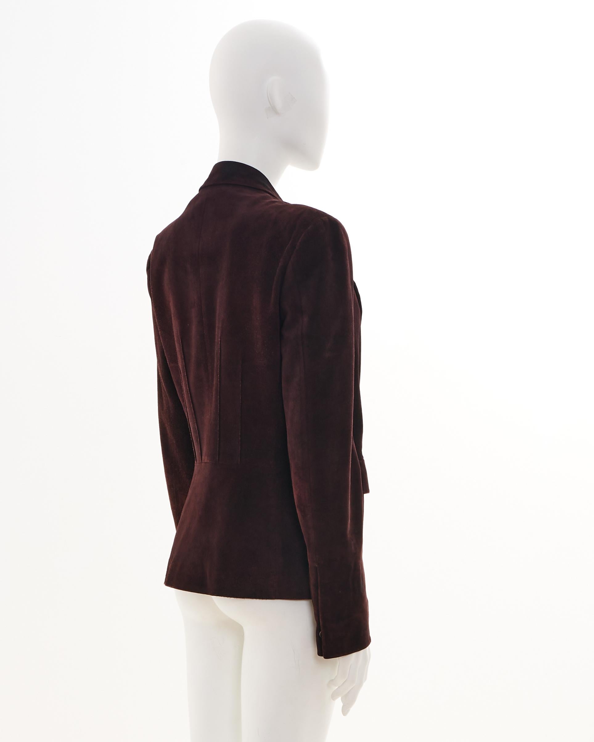 Gucci by Tom Ford F/W 2001 Veste en daim chocolatée Pour femmes en vente