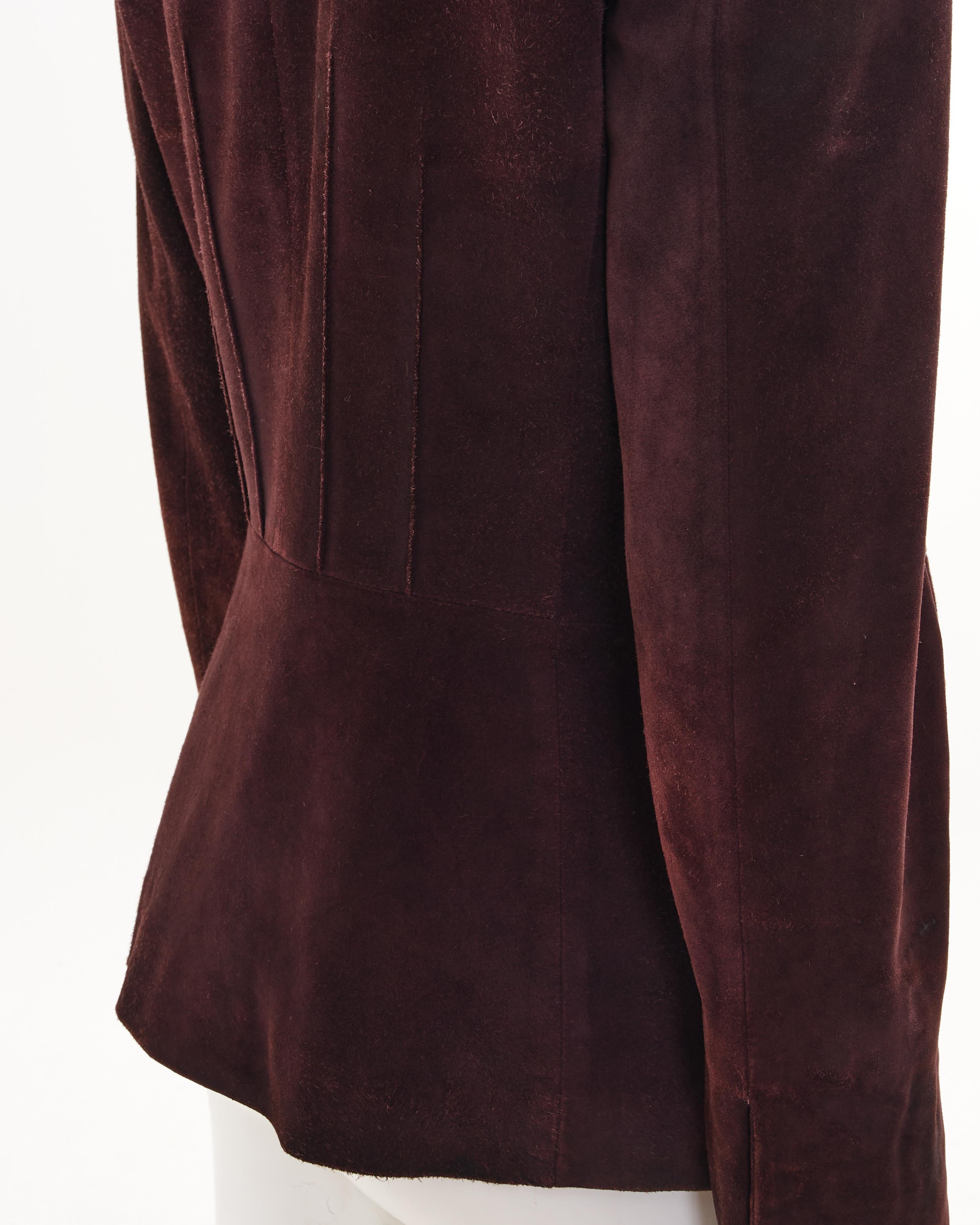 Gucci by Tom Ford F/W 2001 Veste en daim chocolatée en vente 1