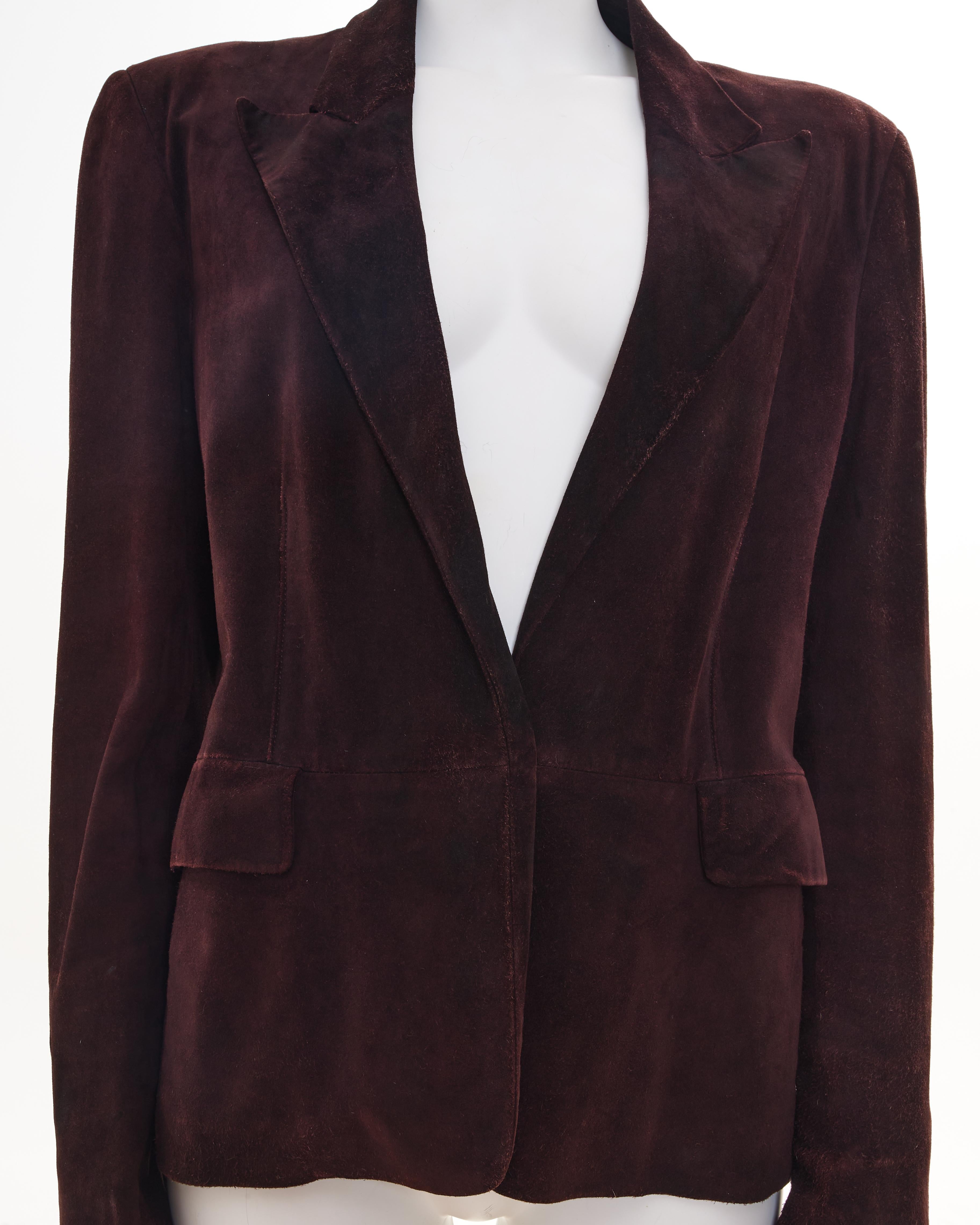 Gucci by Tom Ford F/W 2001 Veste en daim chocolatée en vente 2