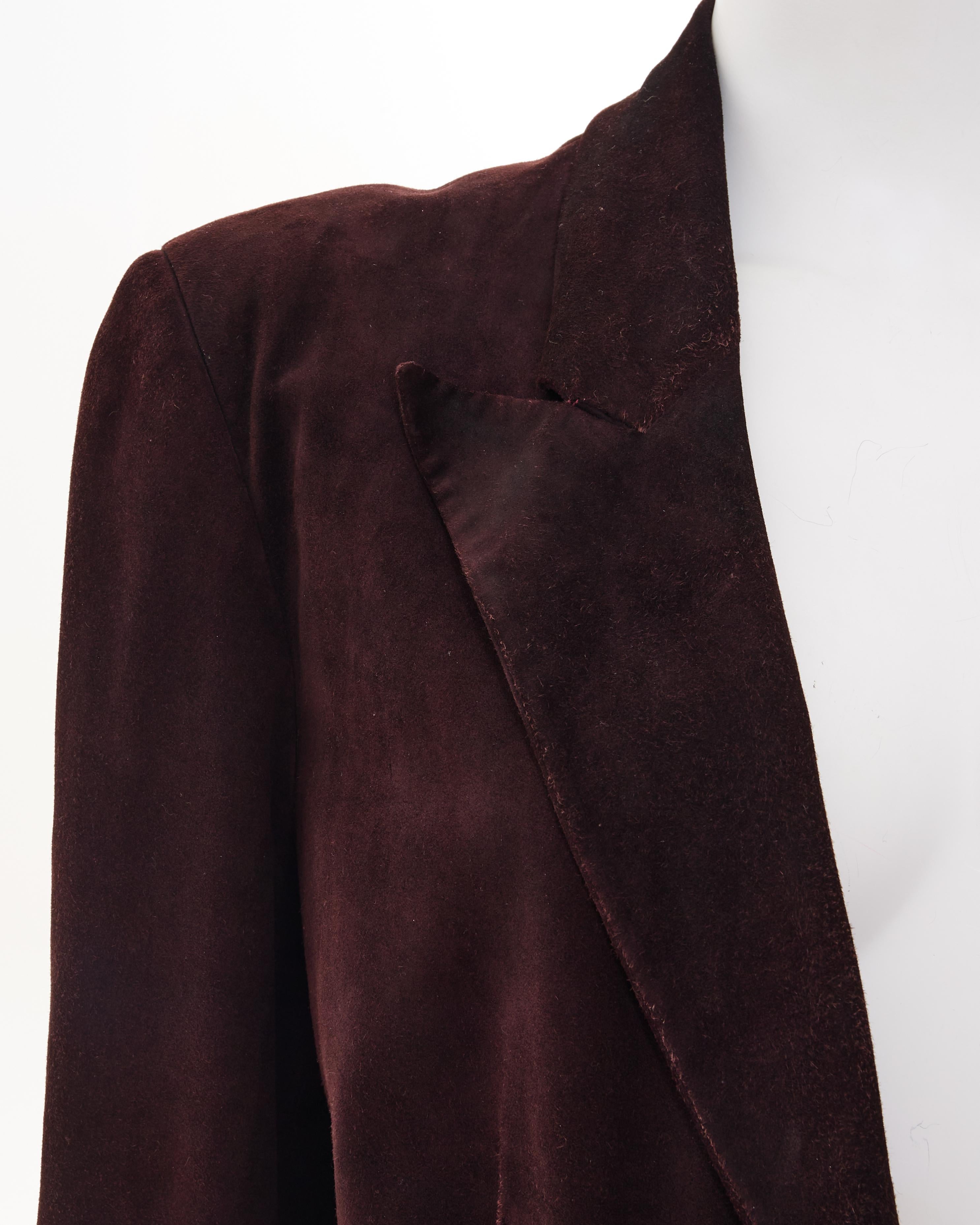 Gucci by Tom Ford F/W 2001 Veste en daim chocolatée en vente 3
