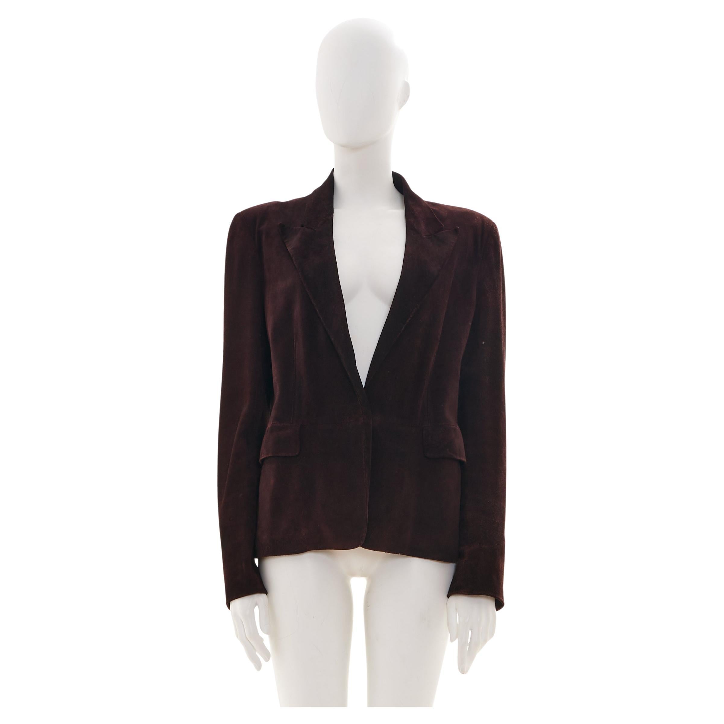 Gucci by Tom Ford F/W 2001 Veste en daim chocolatée