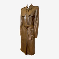 Gucci by Tom Ford F/W 2002 Brown Perforated Leather Belted Trench Coat