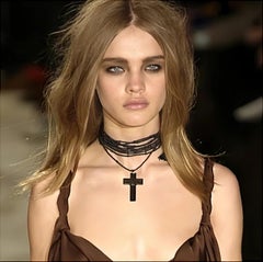 GUCCI By Tom Ford F/w 2002 Ebony Wood Cross Necklace