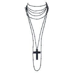Collana W. Cross in legno d'ebano GUCCI By Tom Ford F/w 2002