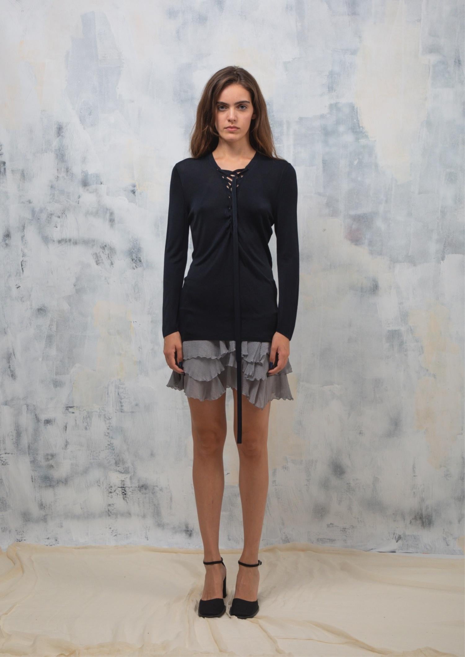 Nero Top con lacci Gucci by Tom Ford A/I 2002, in versione marina in vendita