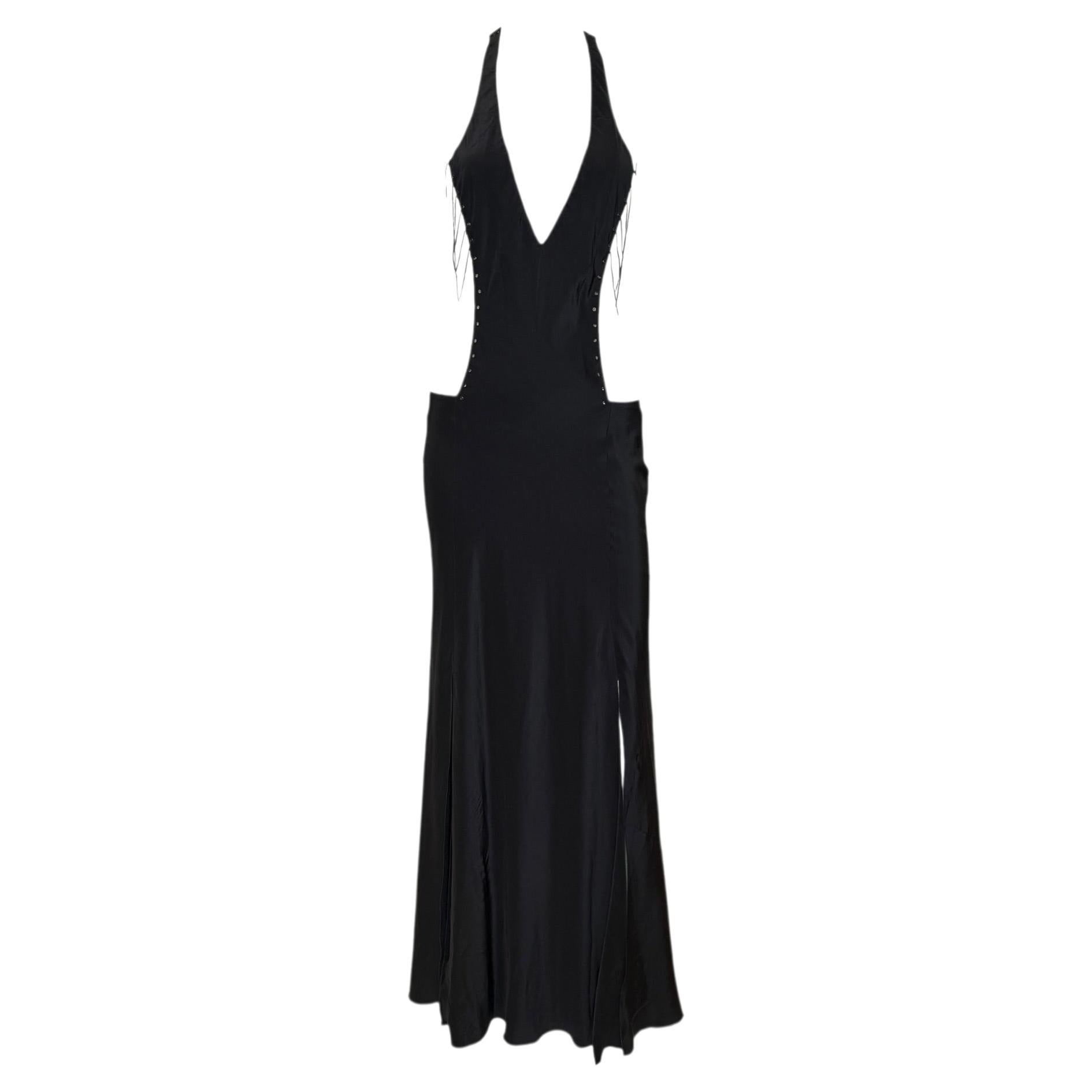Gucci by Tom Ford F/W 2002 Vestido de seda con cuello halter y detalles de encaje