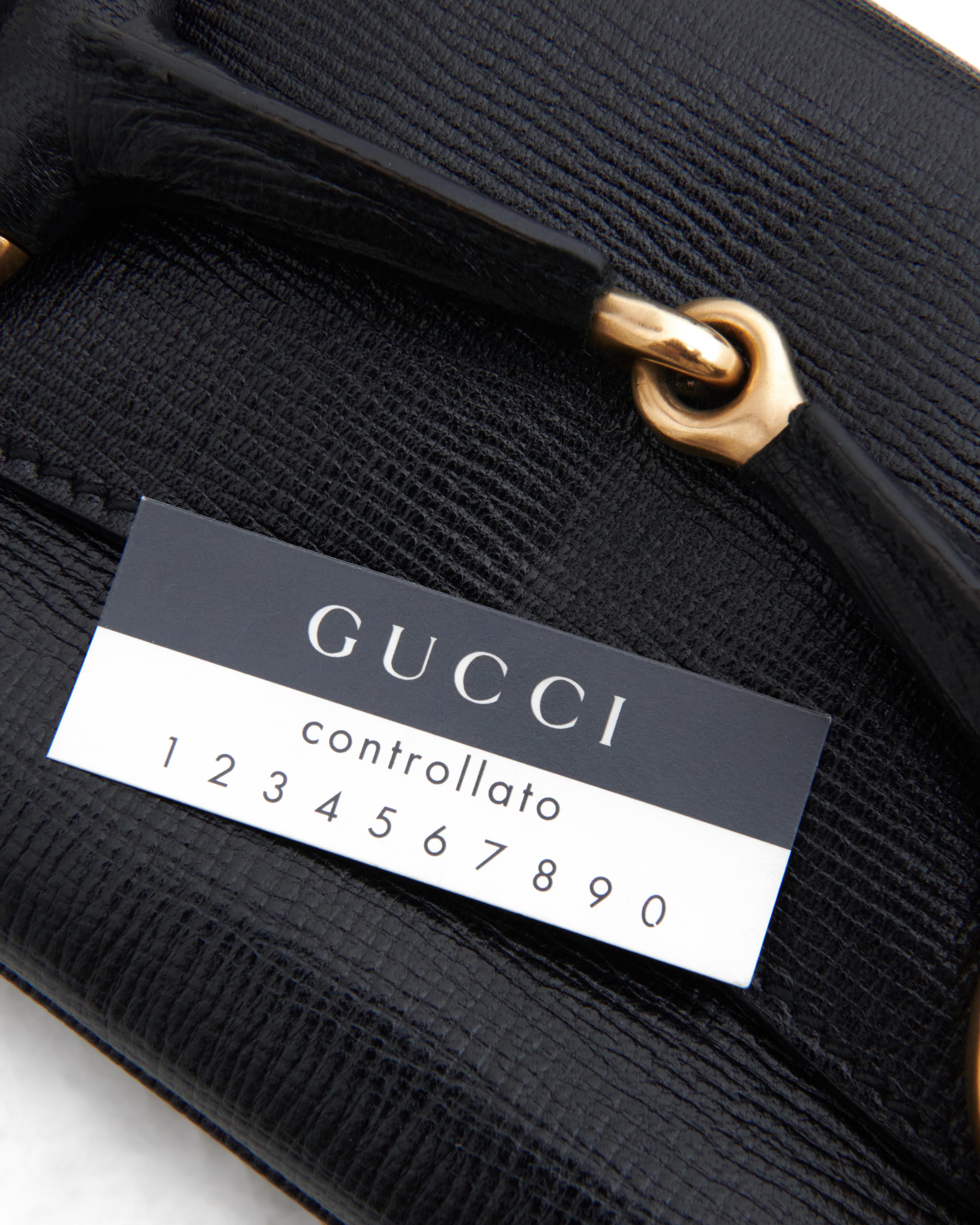 Gucci by Tom Ford F/W 2003 Black leather 'Horsebit' chain clutch  7