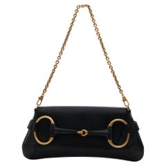 Used Gucci by Tom Ford F/W 2003 Black leather 'Horsebit' chain clutch 