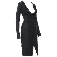 Gucci by Tom Ford - Robe de cocktail plissée en soie noire, issue d'un défilé, taille IT 38, A/H 2004