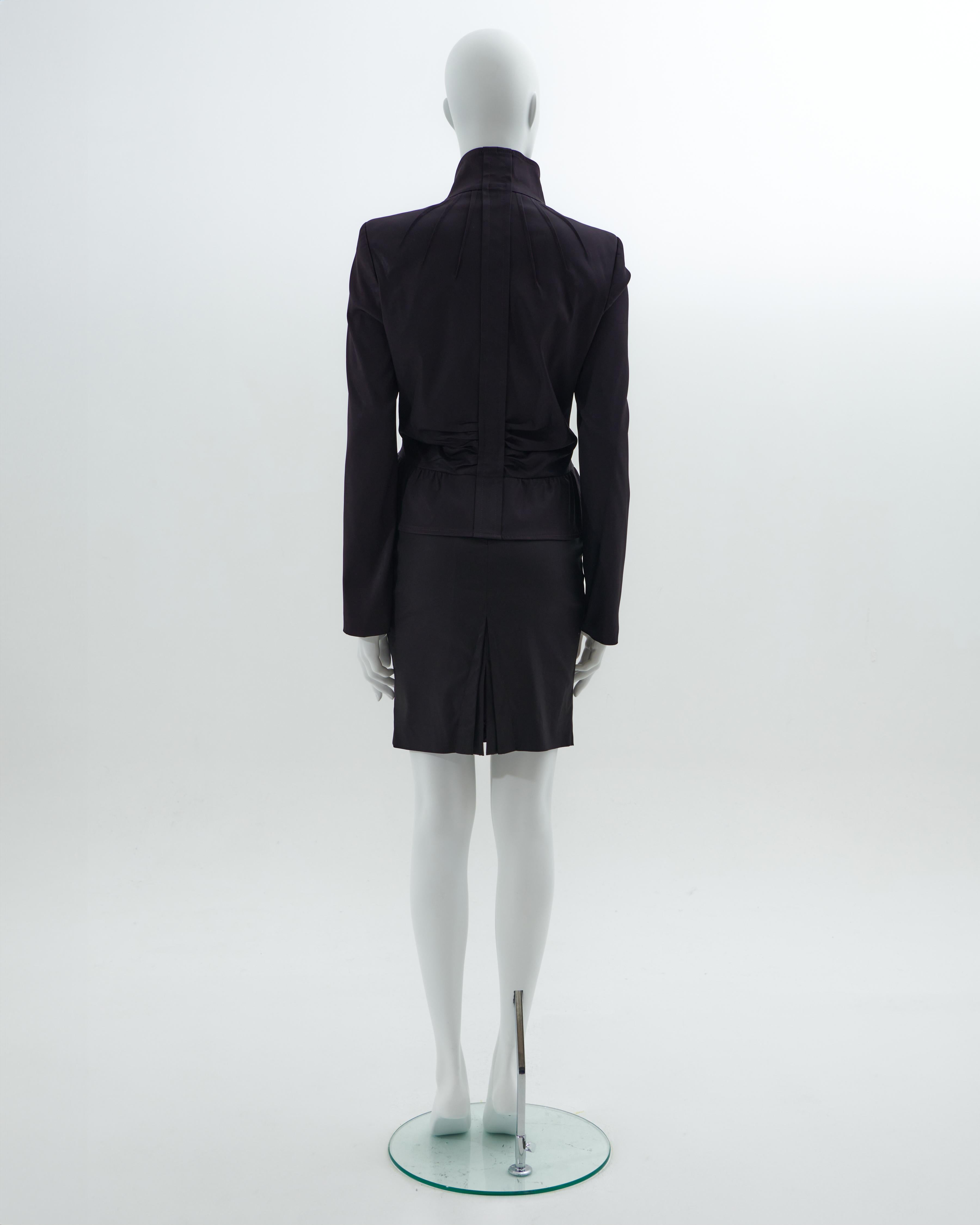 Black Ensemble trois pièces en taffetas de soie aubergine Gucci by Tom Ford F/W 2004 en vente