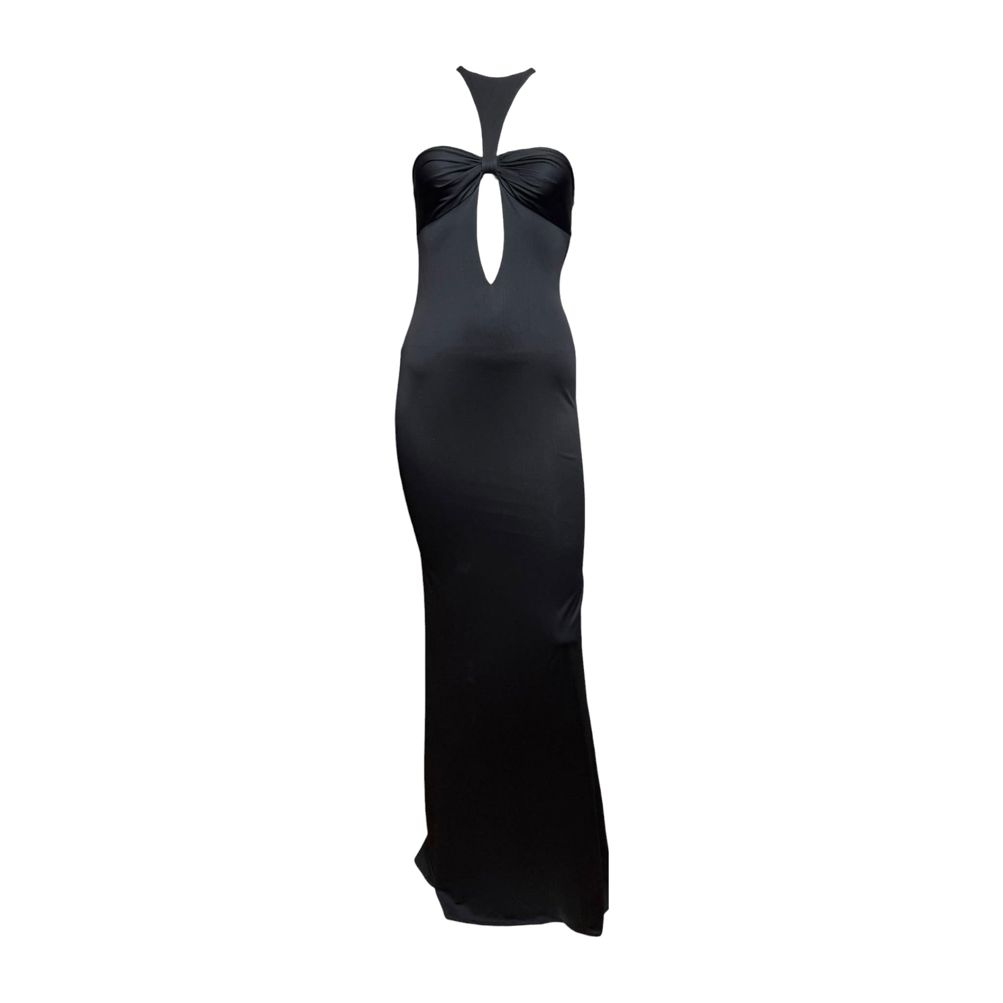 Gucci by Tom Ford F/W 2004 Black Jersey Halter Gown with Cutout Detail