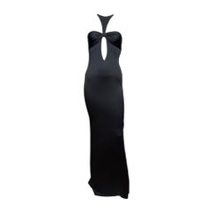 Gucci by Tom Ford F/W 2004 Black Jersey Halter Gown with Cutout Detail