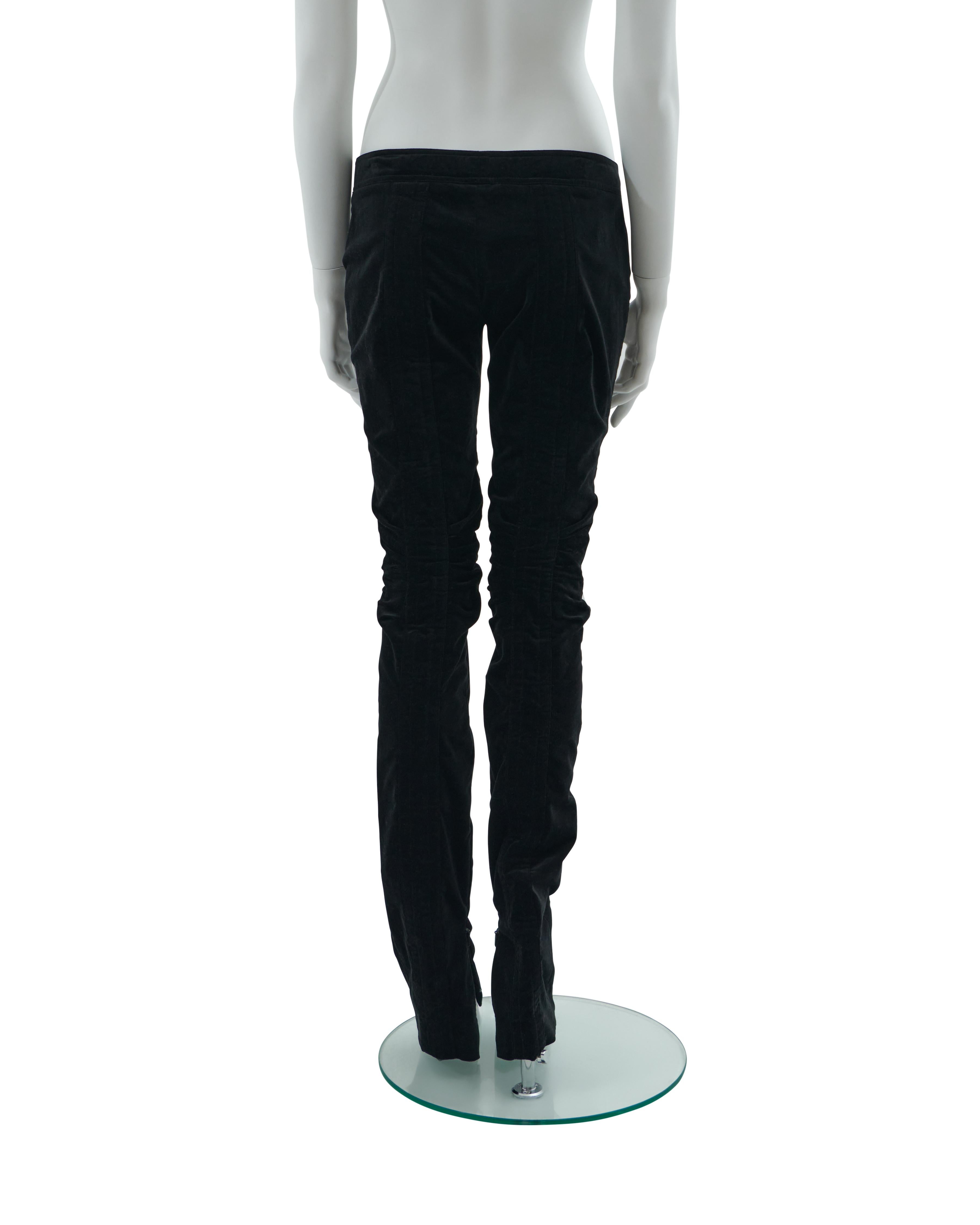 Gray Gucci by Tom Ford F/W 2004 Black ruched cotton velvet pants in vendita