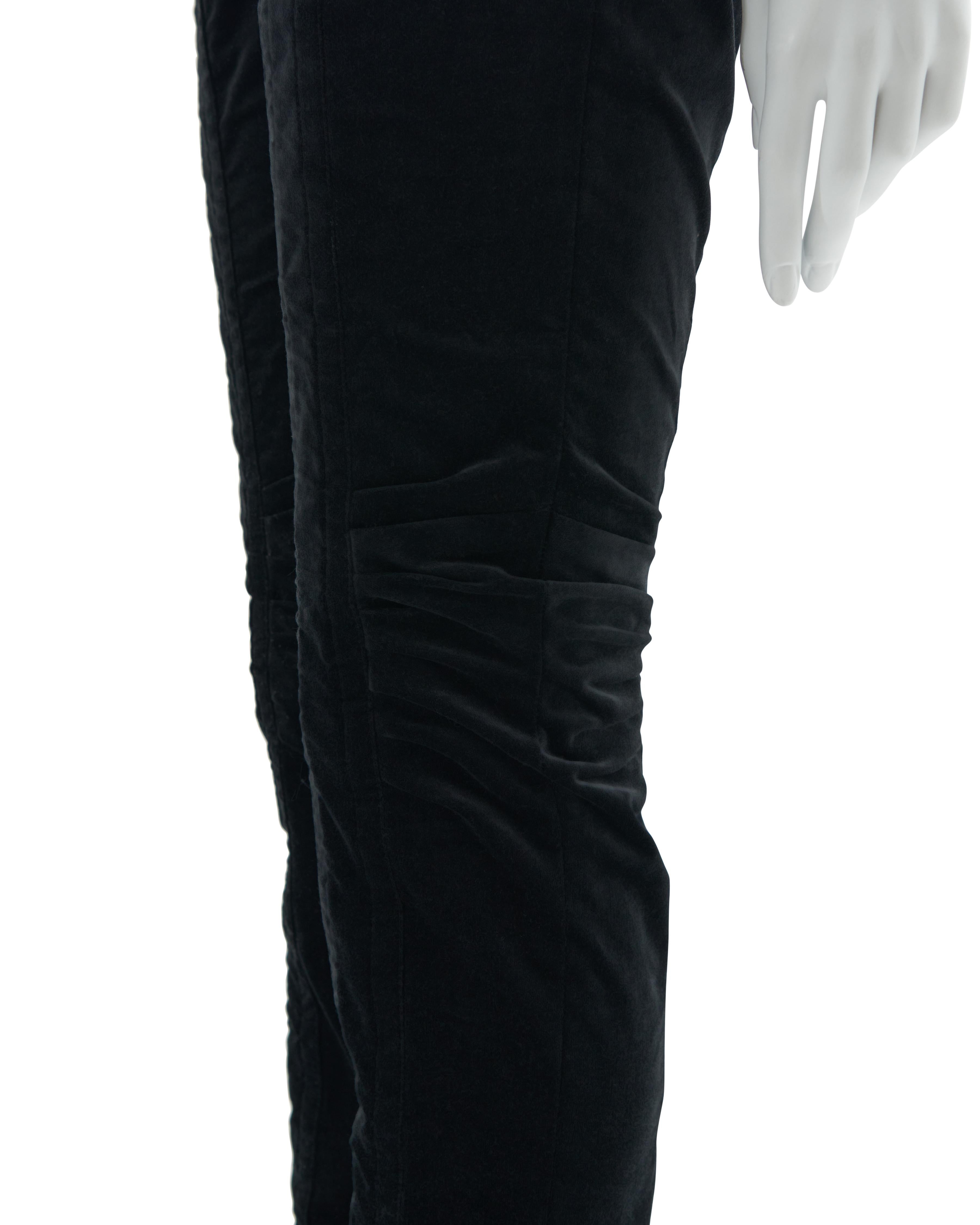 Gucci by Tom Ford F/W 2004 Black ruched cotton velvet pants In condizioni ottime in vendita a Milano, IT
