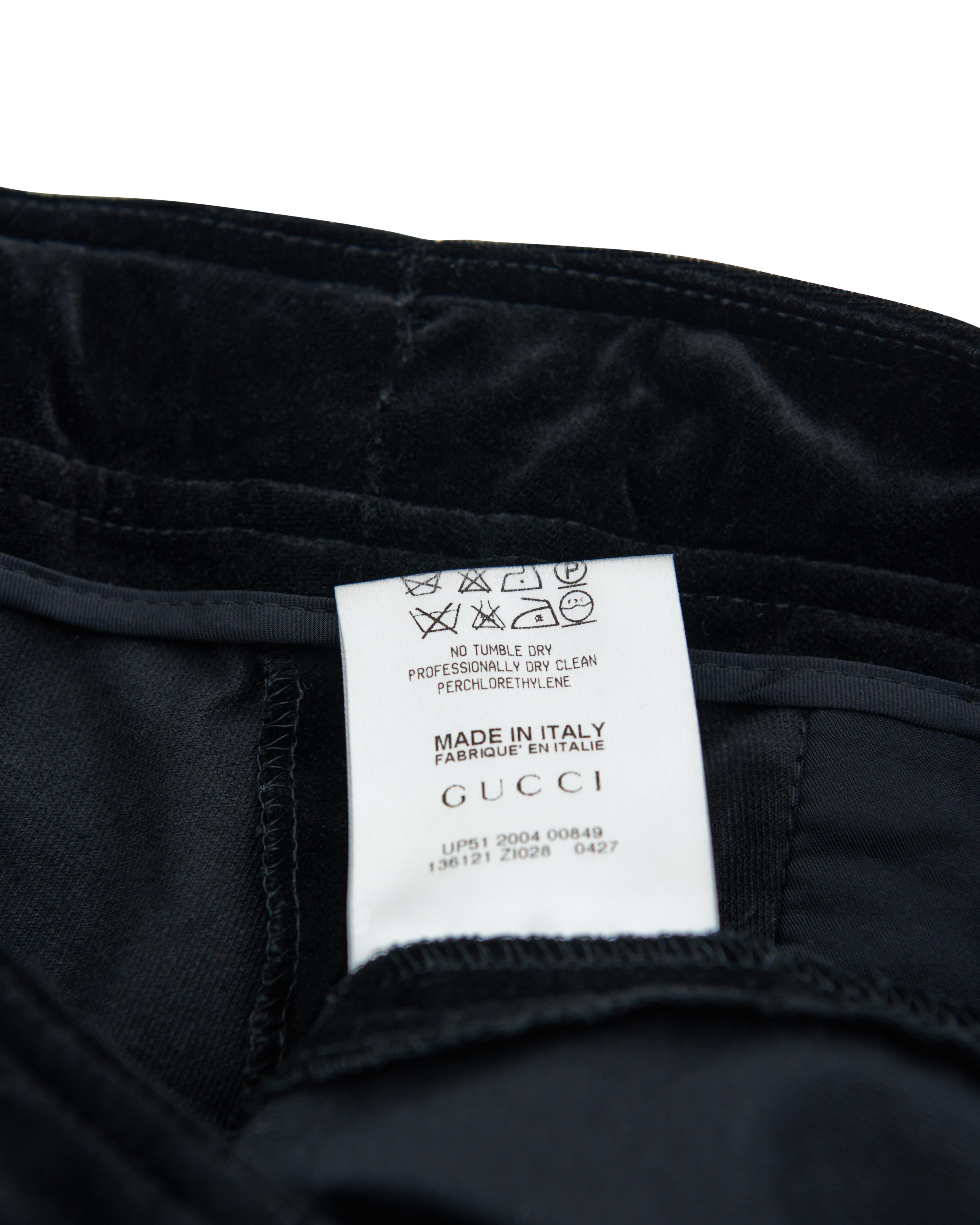 Gucci by Tom Ford F/W 2004 Black ruched cotton velvet pants in vendita 4