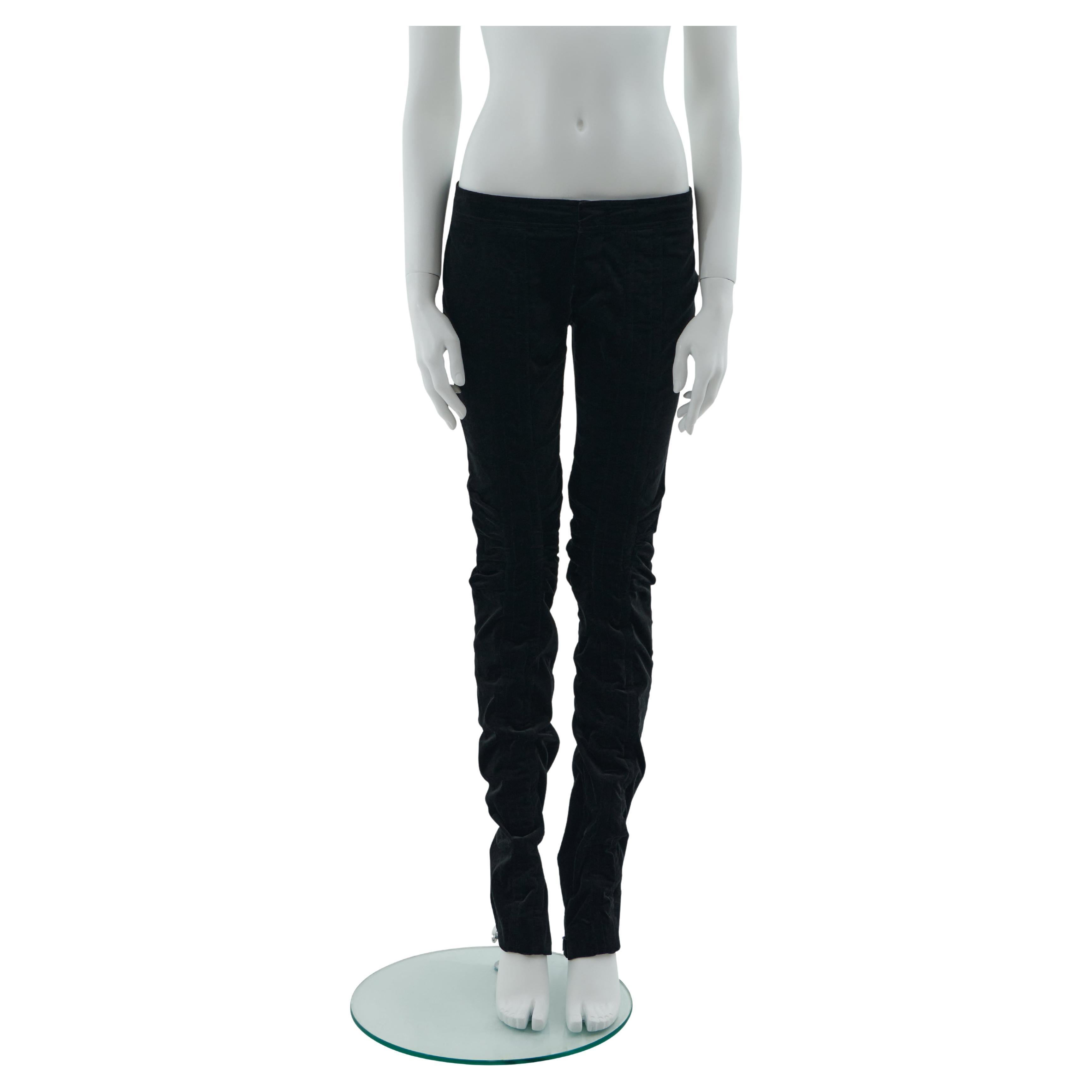 Gucci by Tom Ford F/W 2004 Black ruched cotton velvet pants in vendita