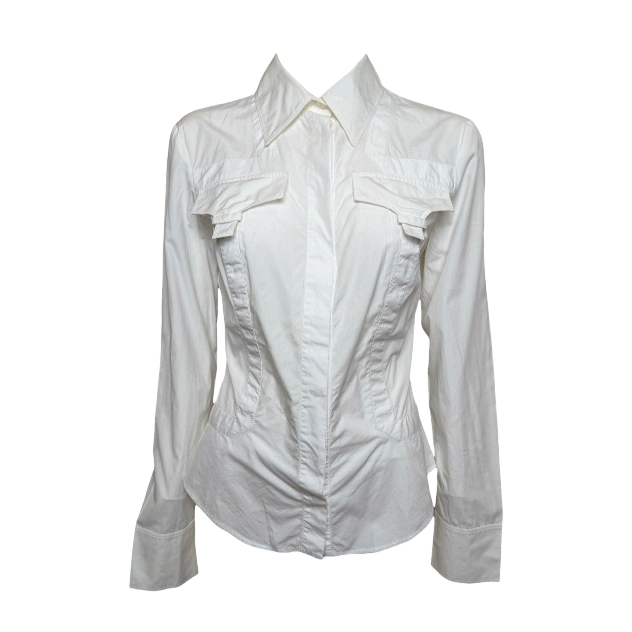 Gucci by Tom Ford Herbst/Winter 2004 – Weißes, tailliertes Hemd mit Einsätzen