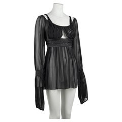 Gucci by Tom Ford F/W 2005 Black Silk Chiffon Sheer Blouse IT40