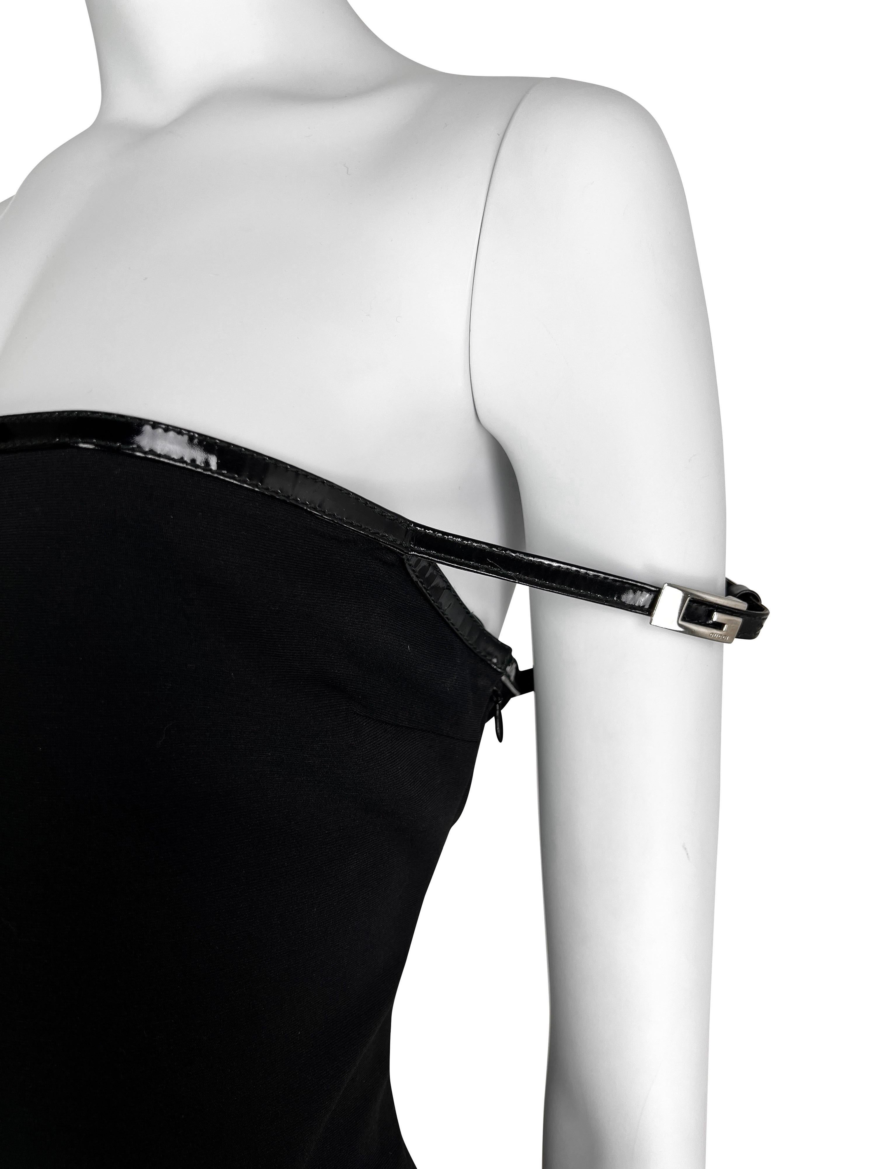 Gucci by Tom Ford Fall 1997 G-logo Strap Evening Black Dress 5