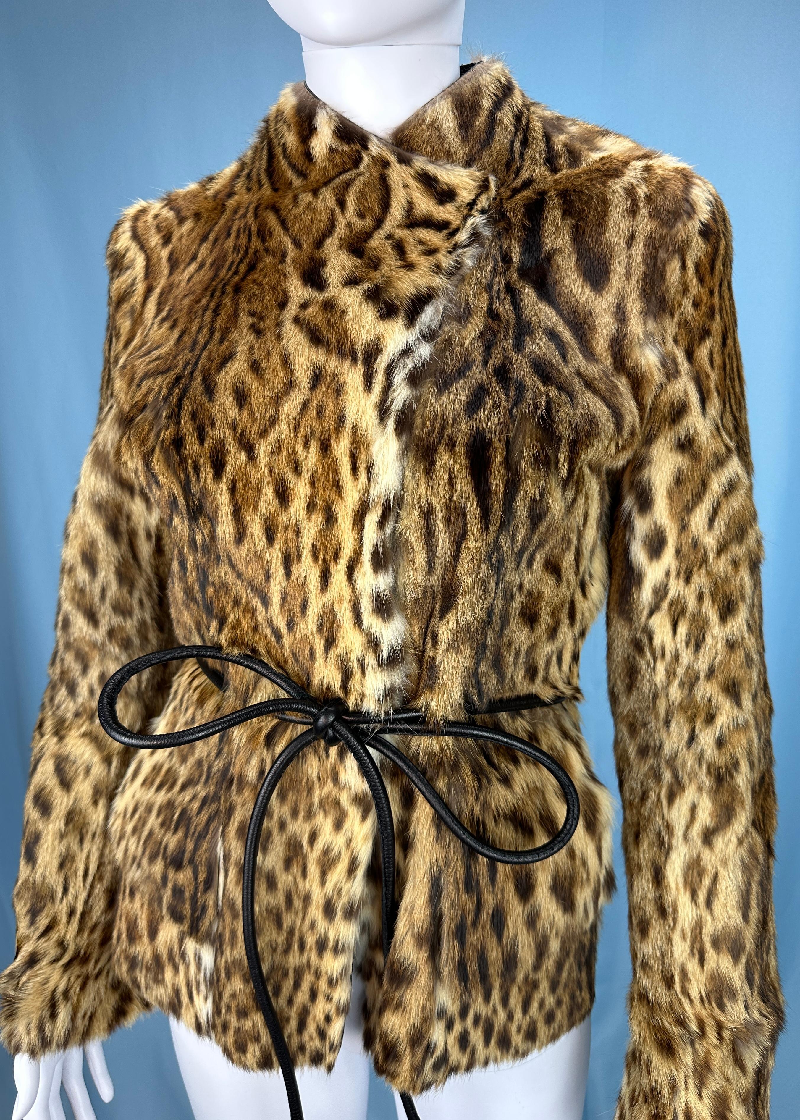 Gucci by Tom Ford Fall 1999 Runway Leopard Print Fur Jacket 3