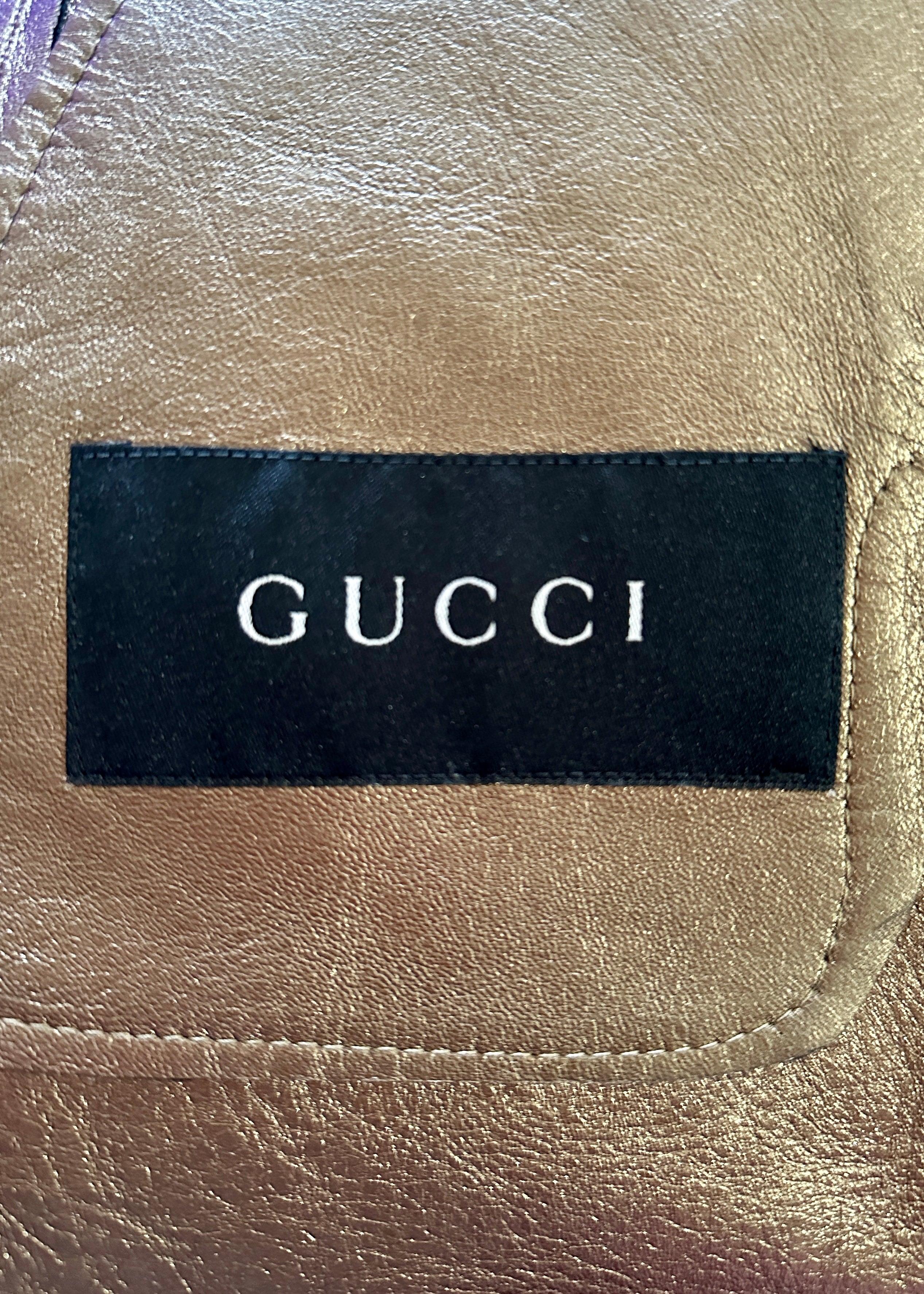 Gucci by Tom Ford Fall 2000 Runway Gold Metallic Leather Jacket 1