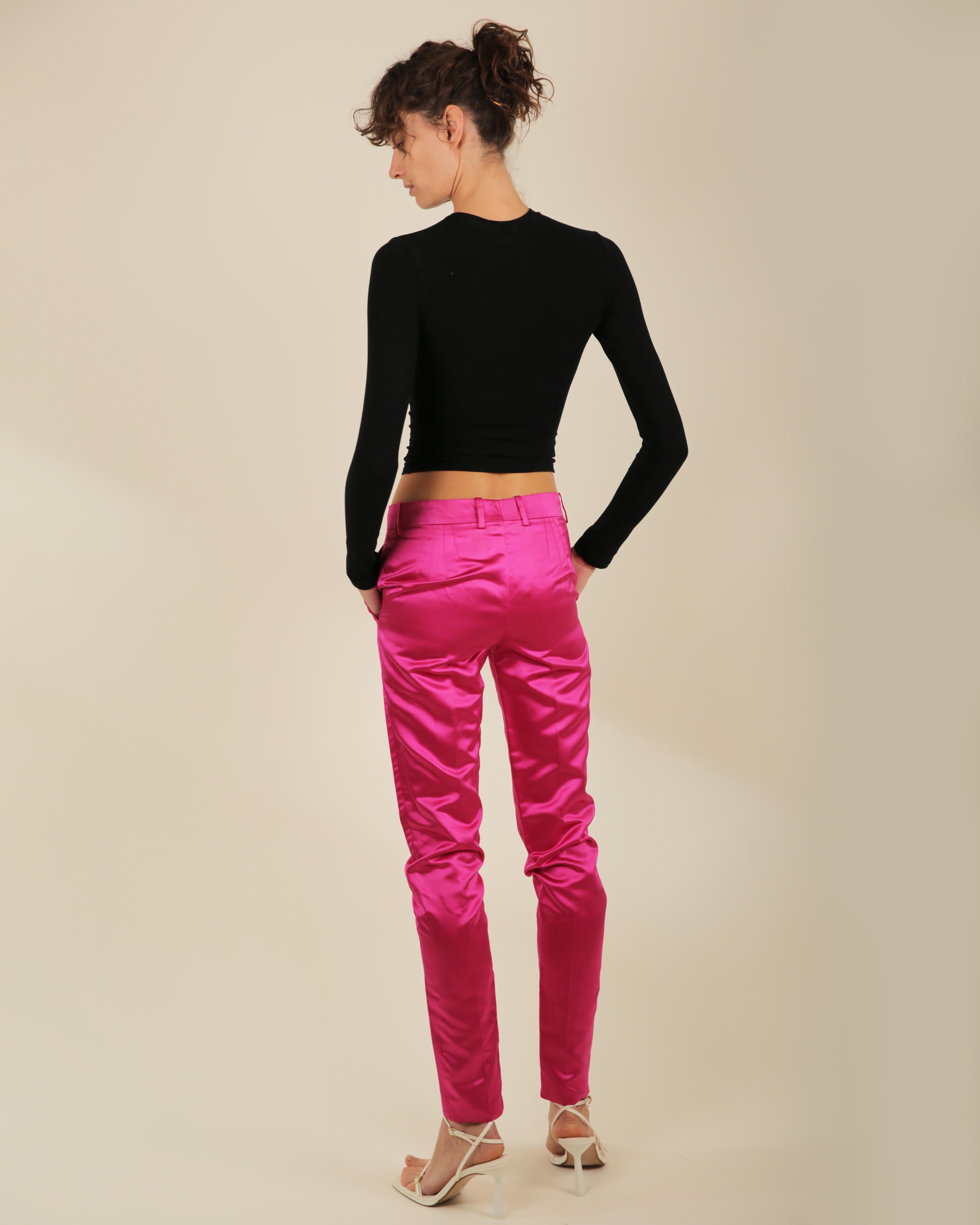 Gucci by Tom Ford Fall 2001 hot pink silk low waist tapered dress pants IT 38 For Sale 7