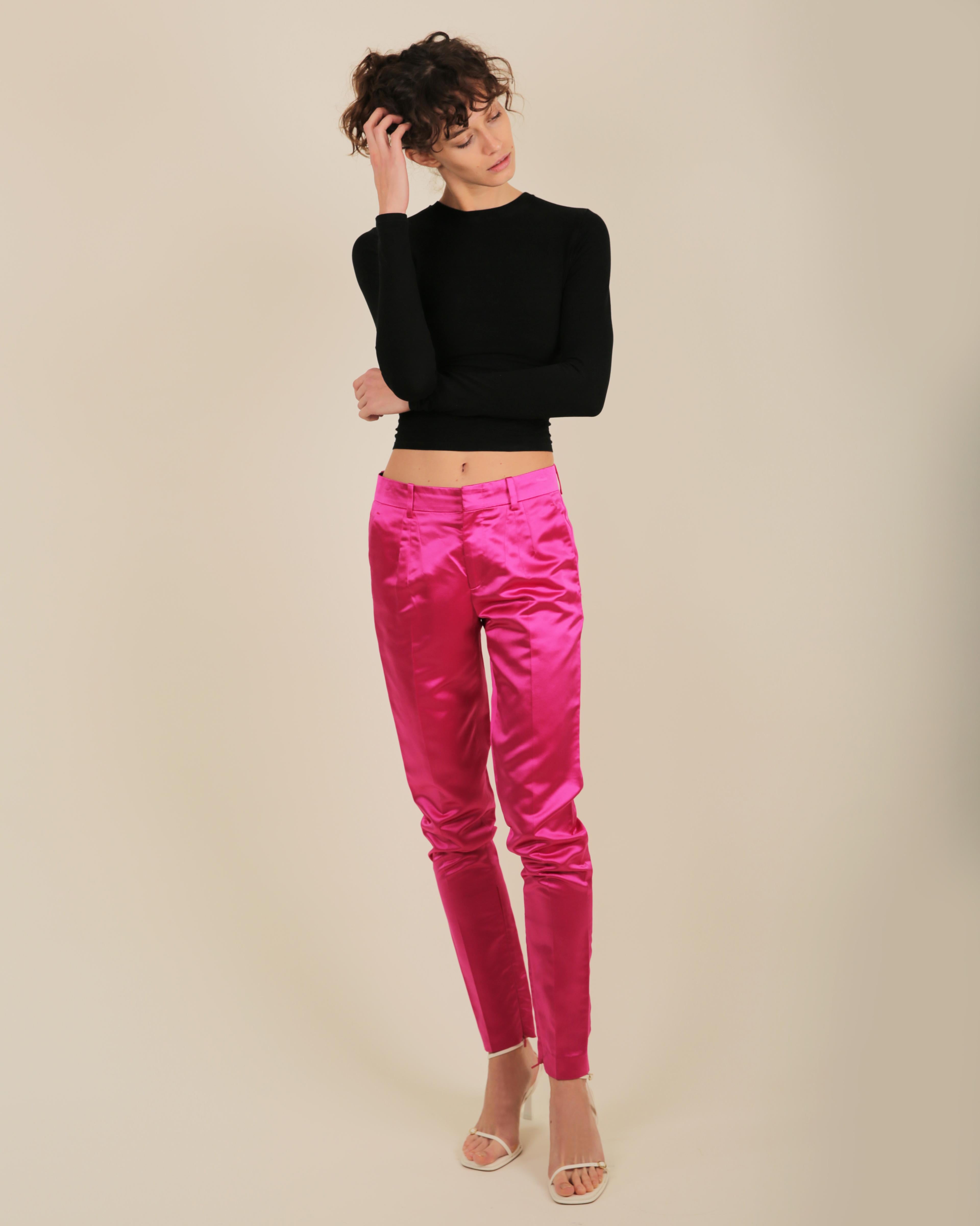 Gucci by Tom Ford Fall 2001 hot pink silk low waist tapered dress pants IT 38 For Sale 4