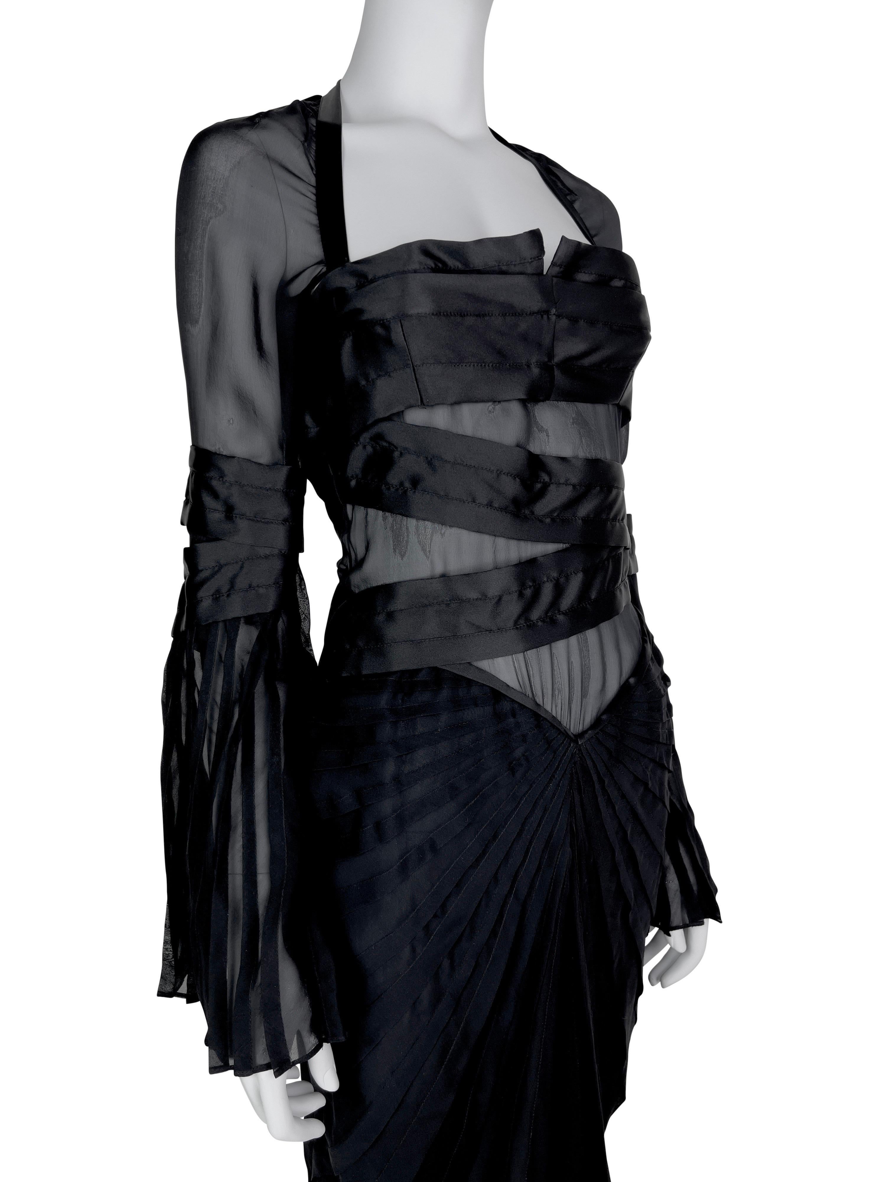 Gucci by Tom Ford Fall 2004 Pleated Bondage Silk Dress For Sale 7