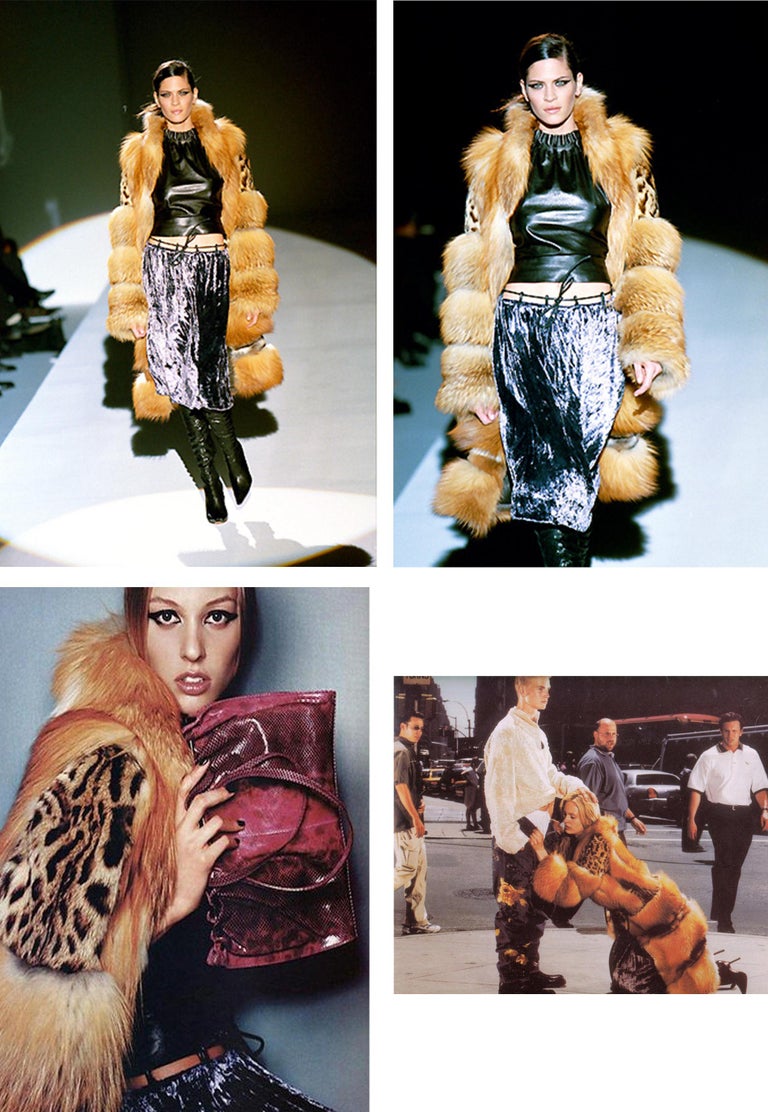 Gucci By Tom Ford Fox Fur and Leopard Printed Convertible Coat 1999 For ...