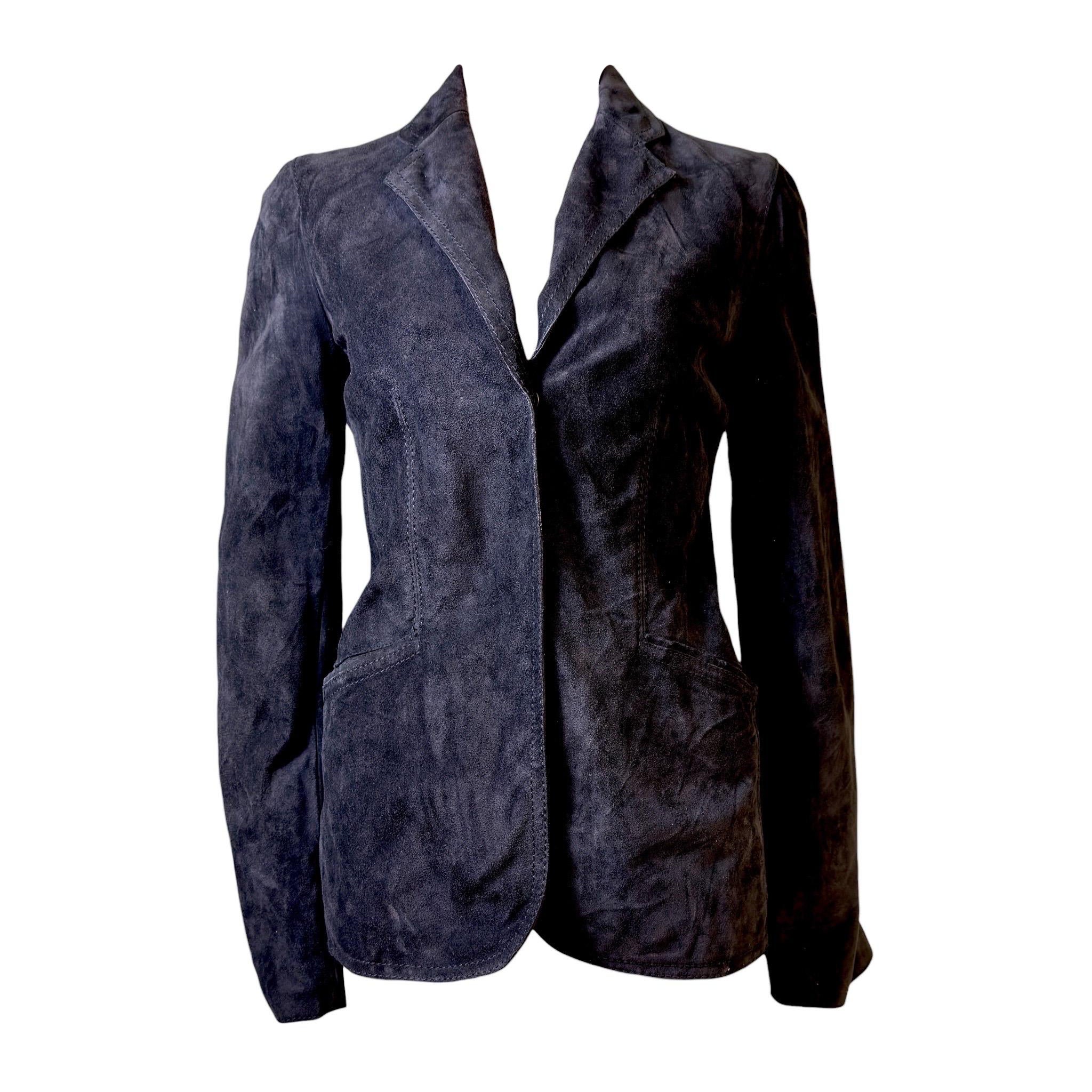 Gucci by Tom Ford FW 2002 Distresses Suede Leather Jacket Blazer S