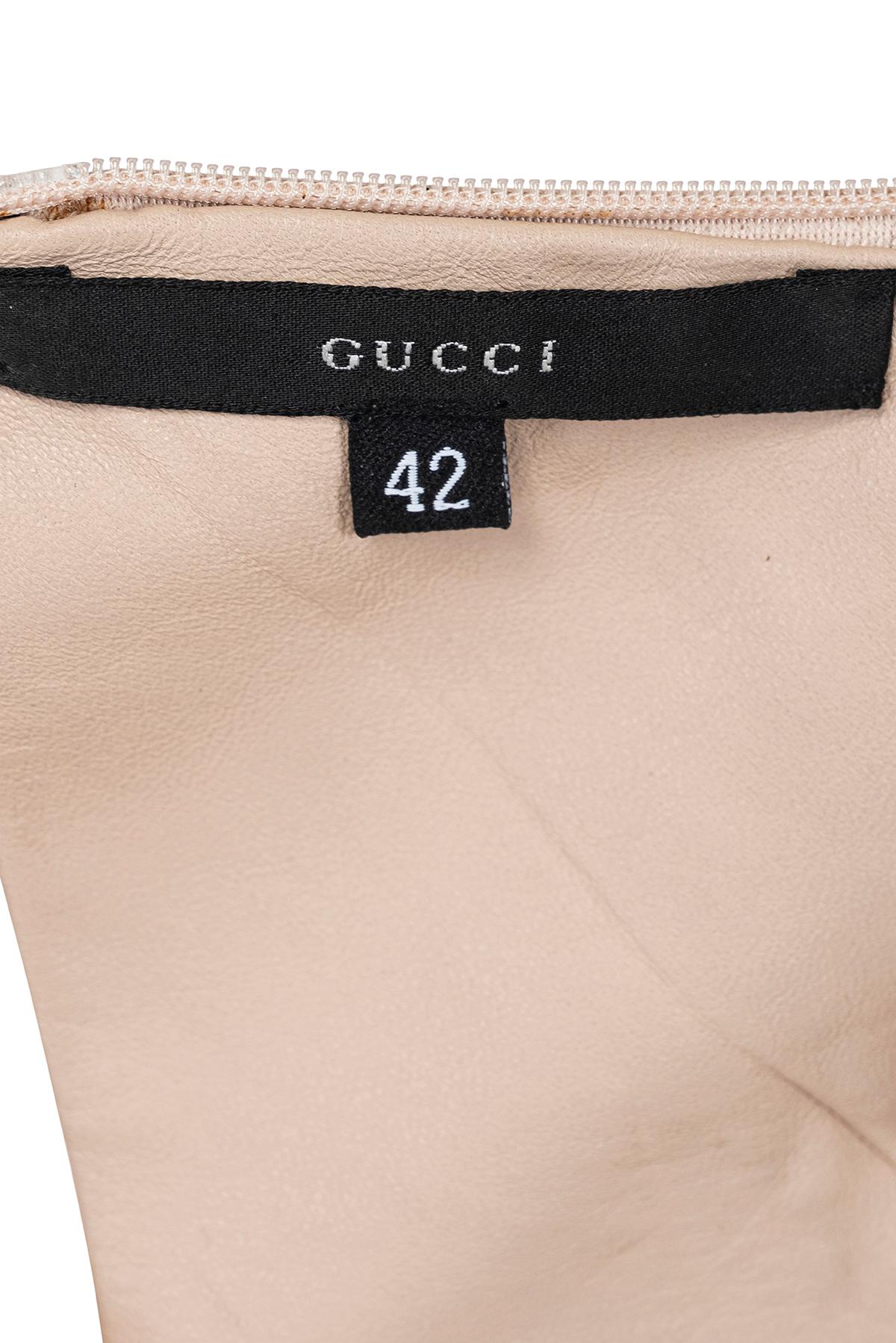 Beige GUCCI BY TOM FORD FW 99 Iconic halter neck leather minidress For Sale