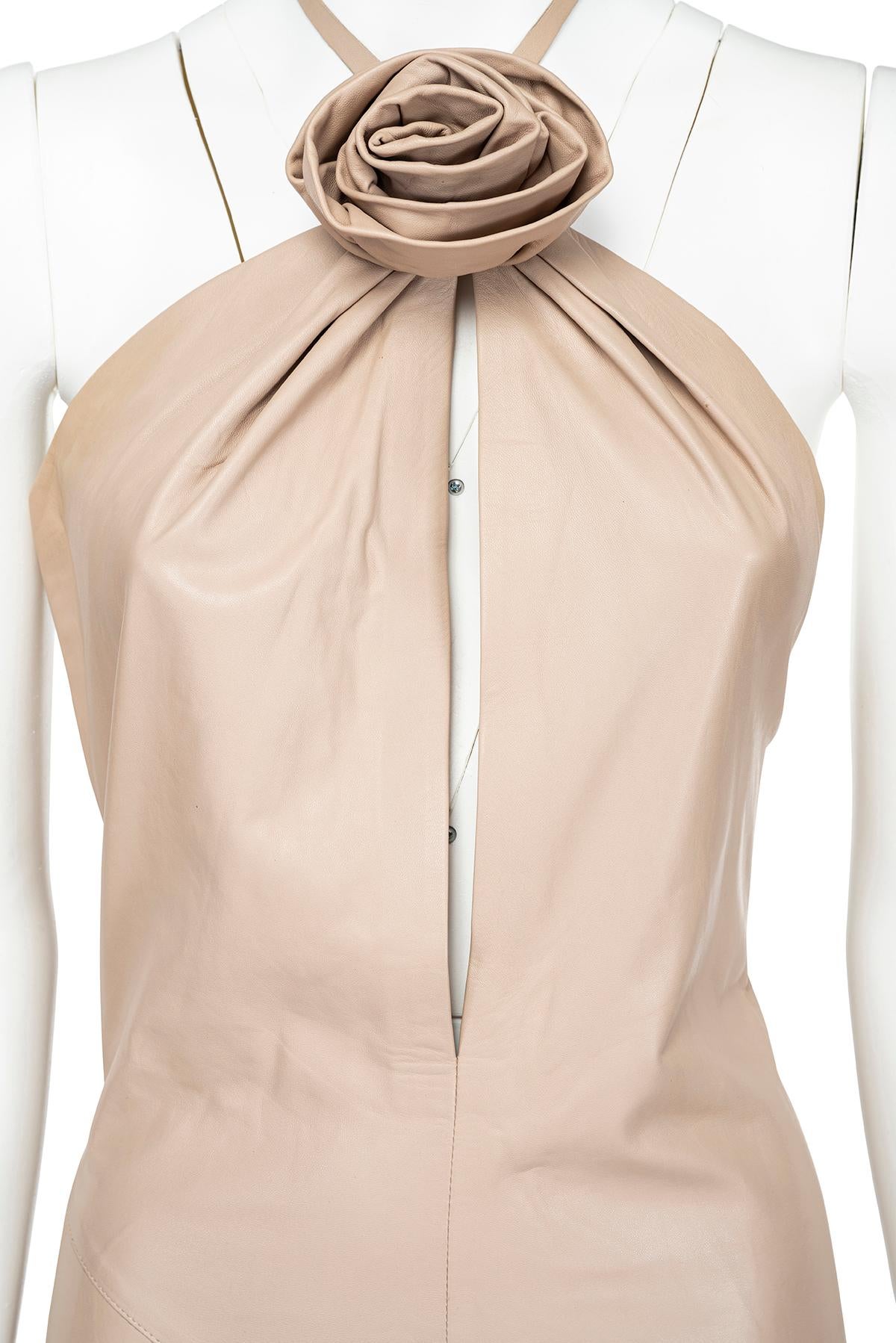GUCCI BY TOM FORD FW 99 Iconic halter neck leather minidress In Good Condition For Sale In Milano, MILANO
