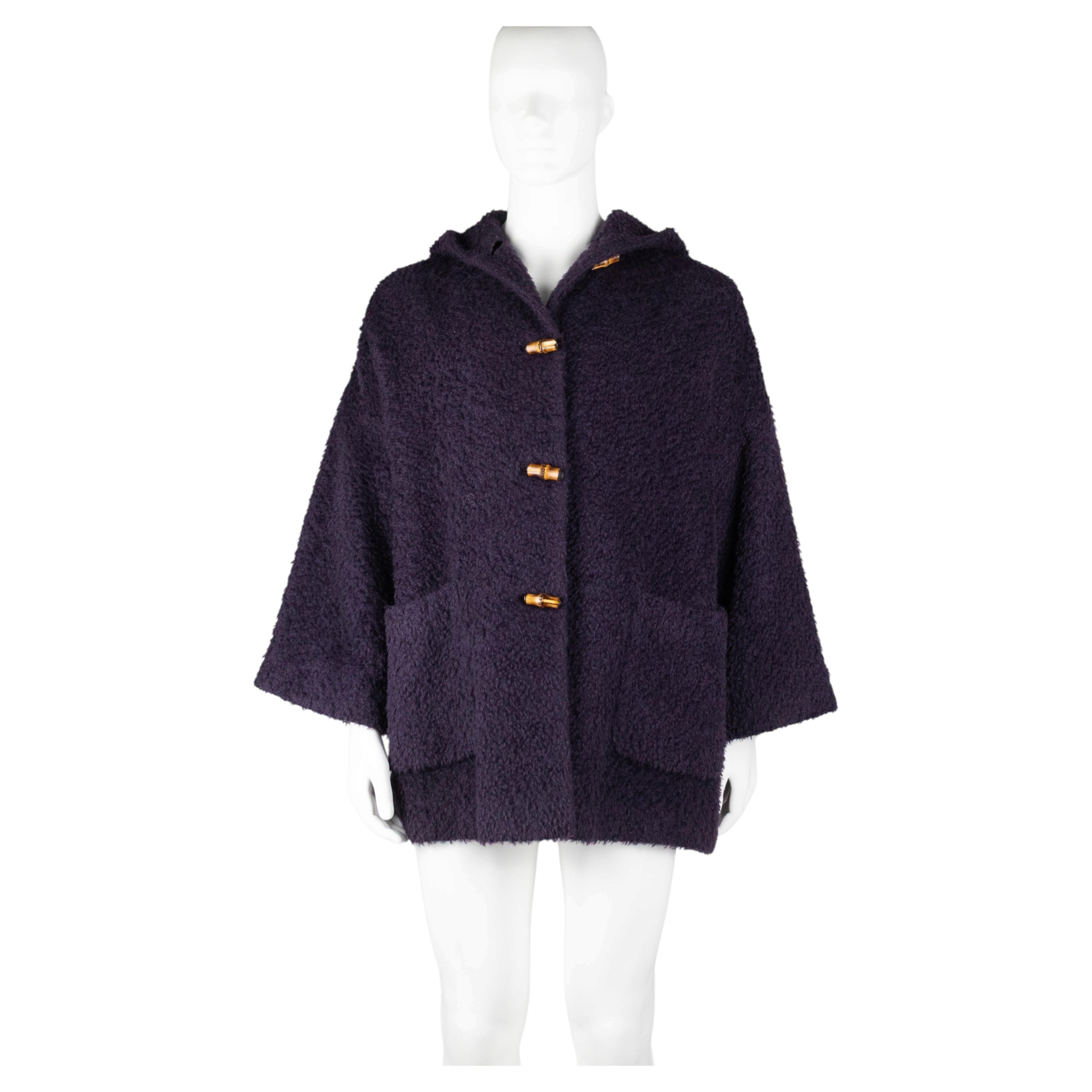 Tom Ford for Gucci Herbst/Winter 1996 Lila Mohair Duffle Coat