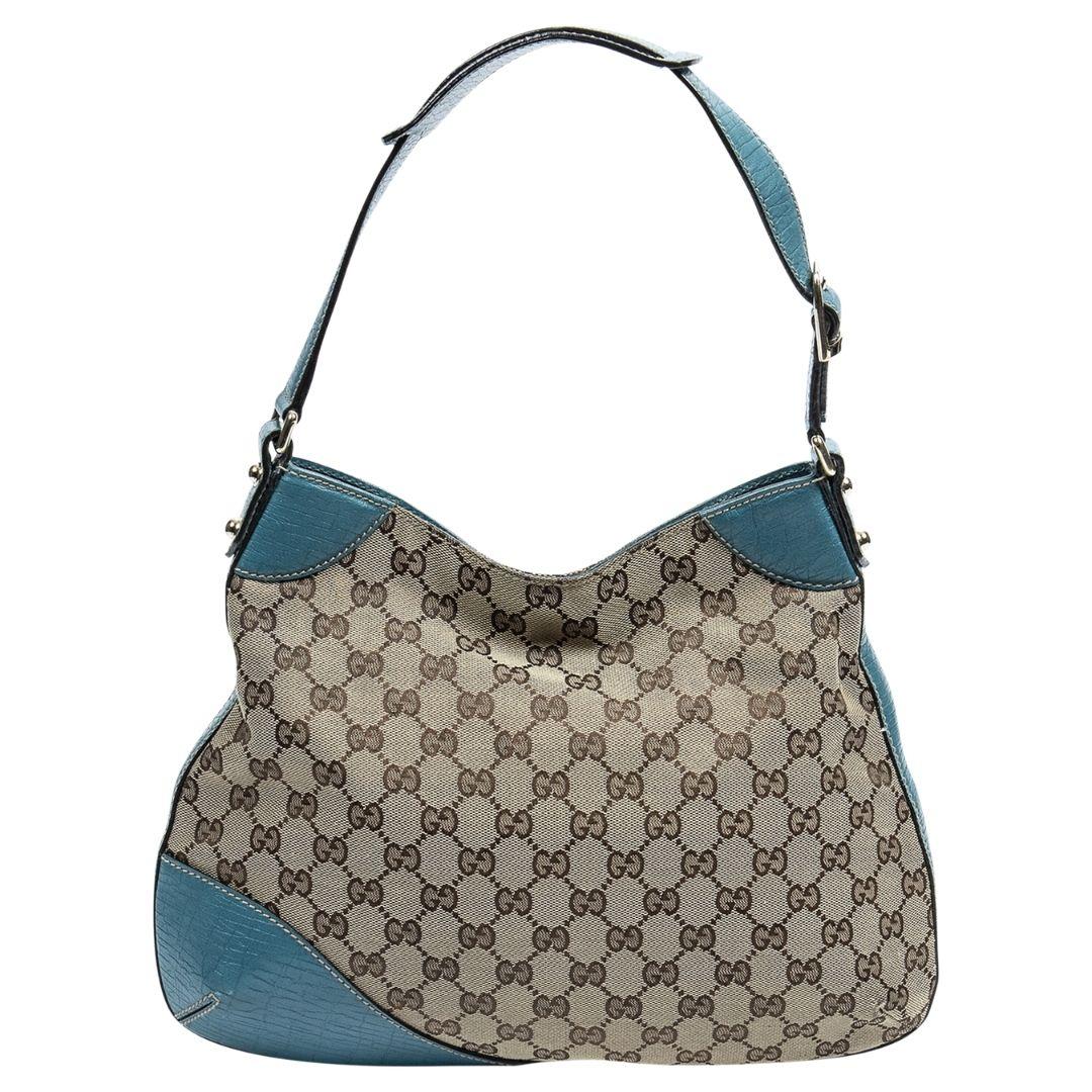 Gray Gucci by Tom Ford GG Blue Horsebit Shoulder Hobo For Sale